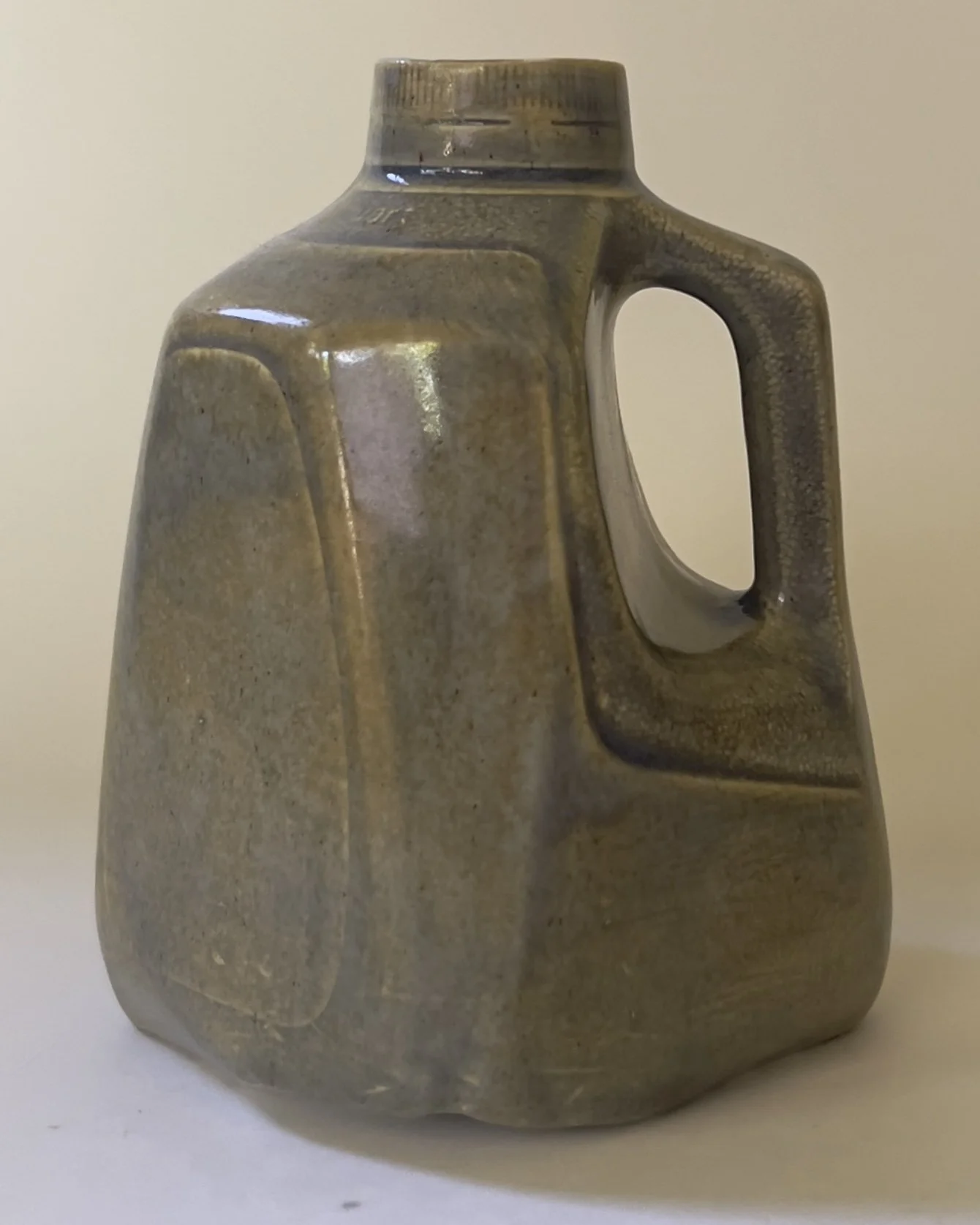 Handmade Ceramic Milk Jug Vase in Smoky Olive Glaze