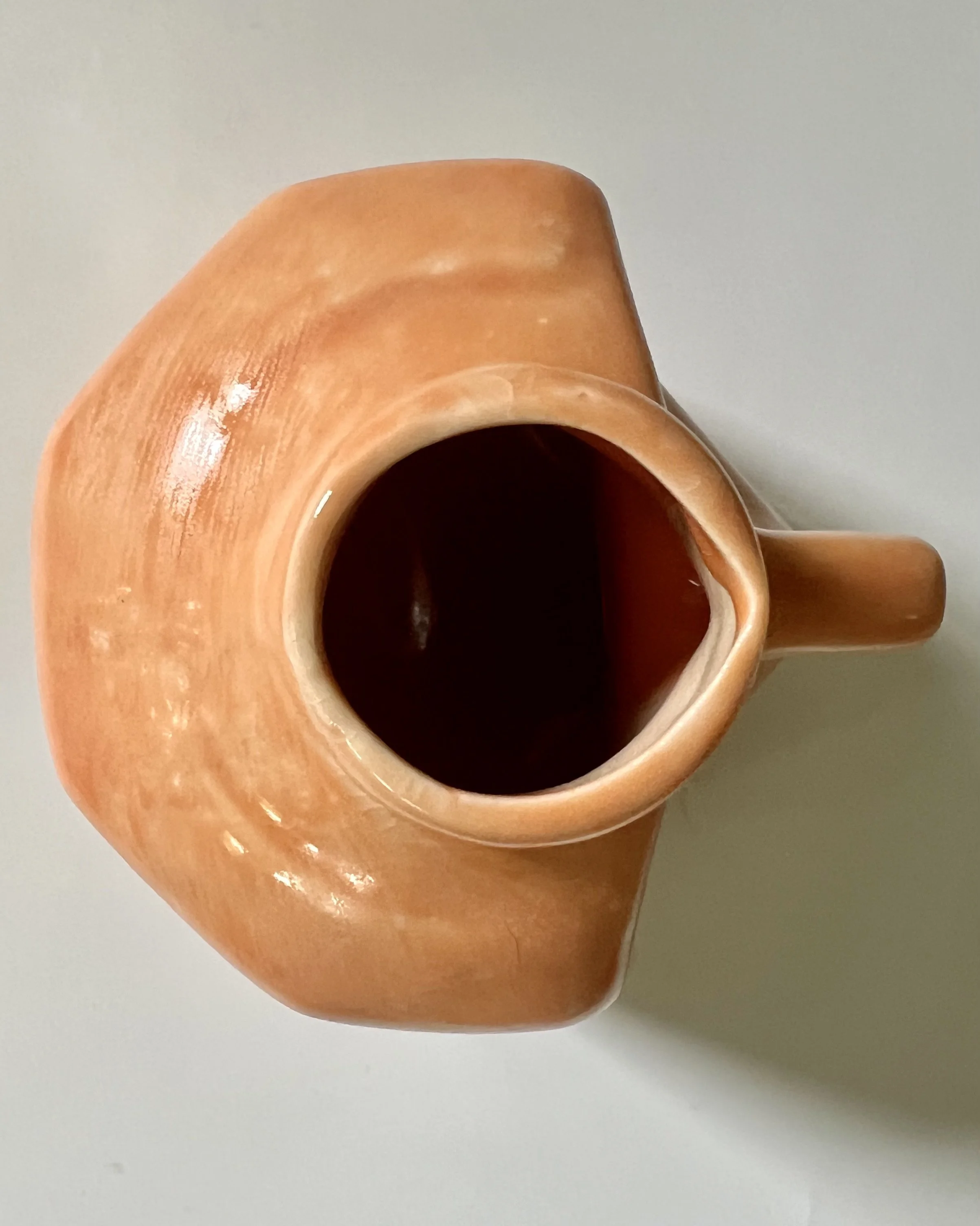 Top view showing the opening of handcrafted porcelain milk jug