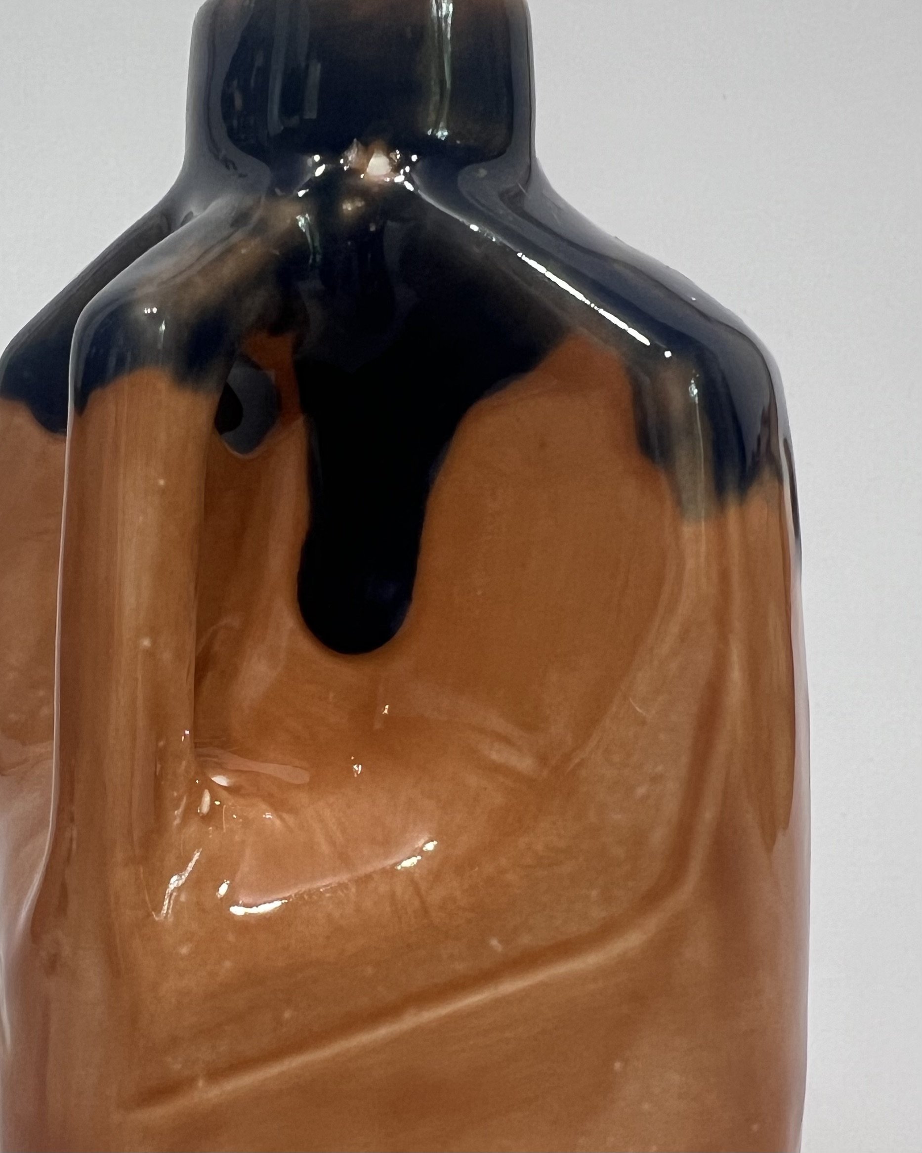 Close-up of Sandalwood and Deep Sea glaze detail on porcelain