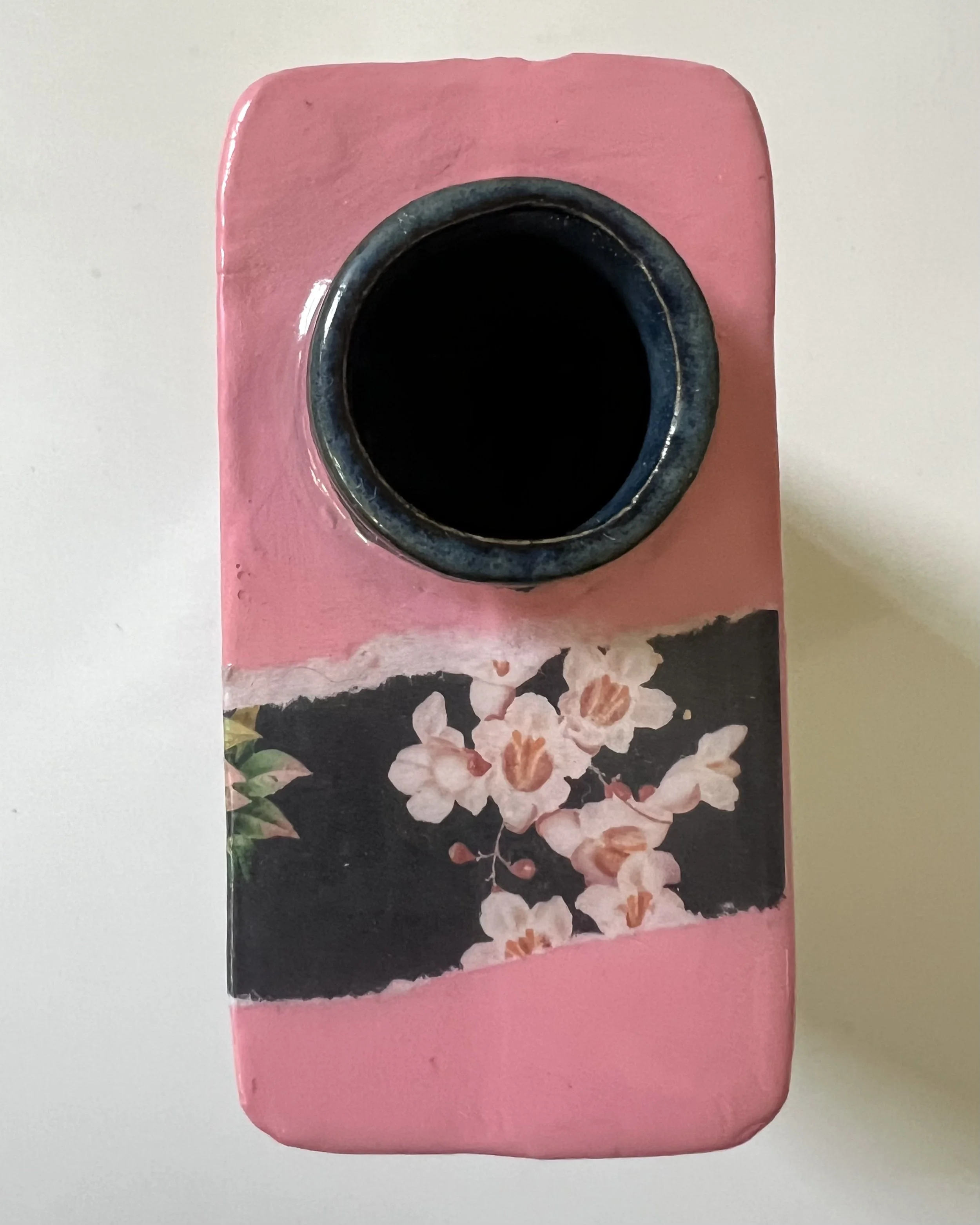 Top view of Steeped in Waiting porcelain Art Carton showing the hand-cast ceramic opening and interior.