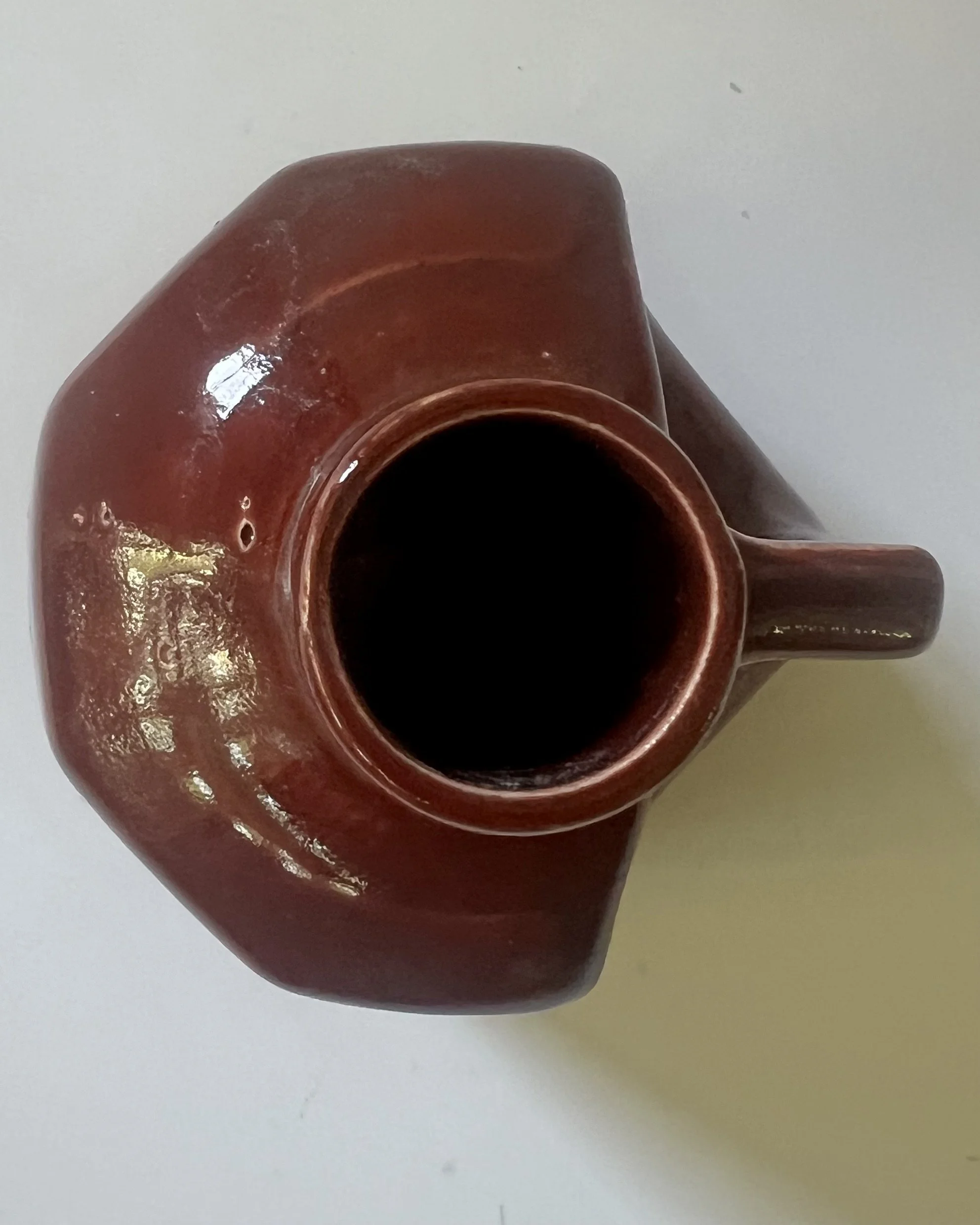 Top view of 26.51 Deep Firebrick porcelain milk jug vase opening