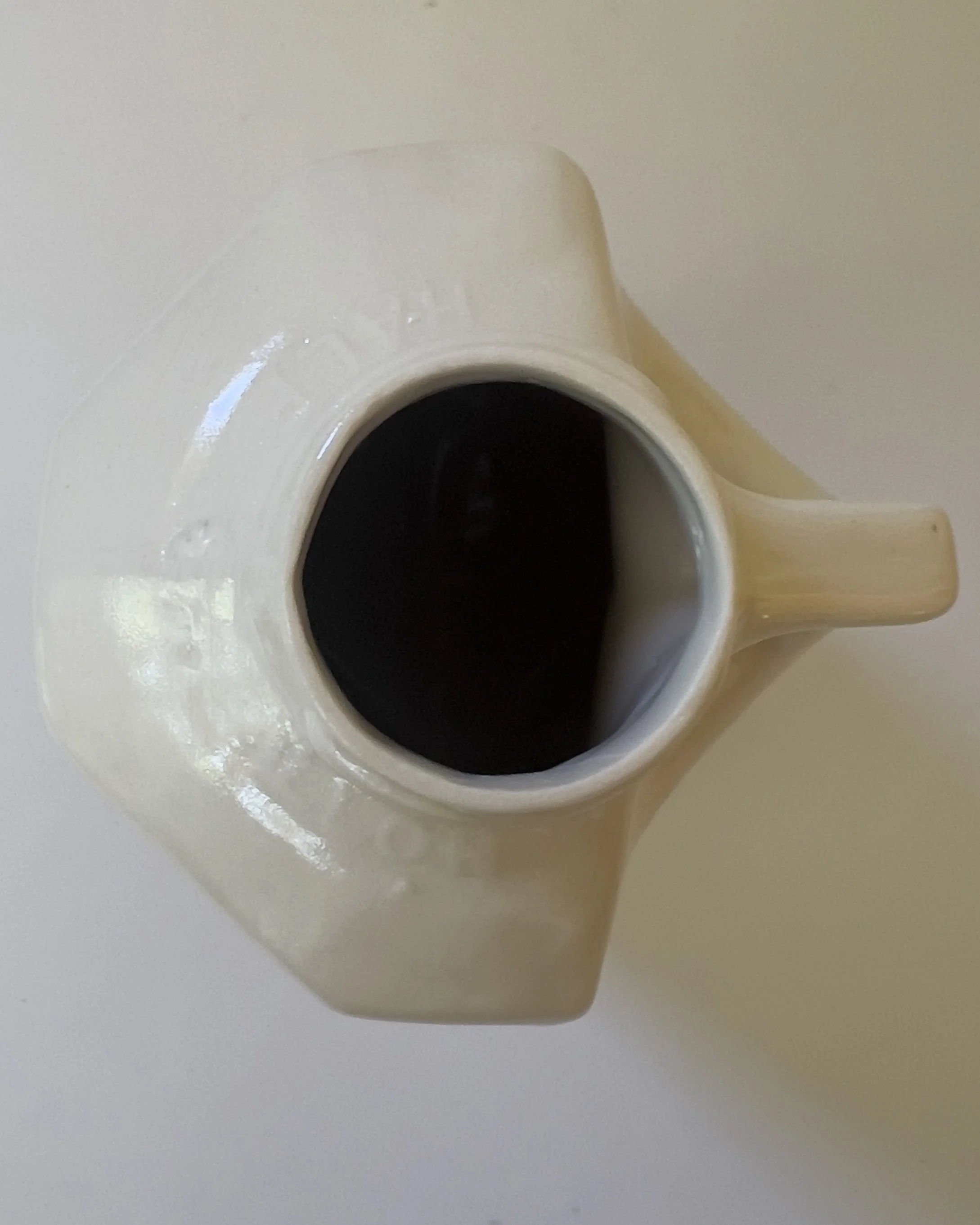 Top opening view of handmade ceramic tall jug vase