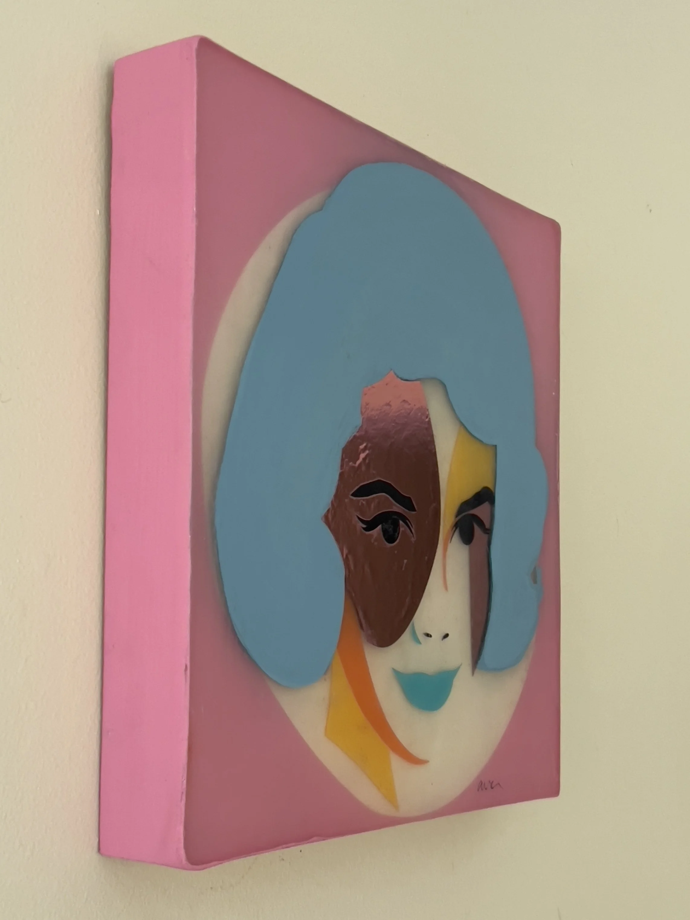 Angled photograph of Ingrid showing the dimensional surface and depth of the cradled wood panel