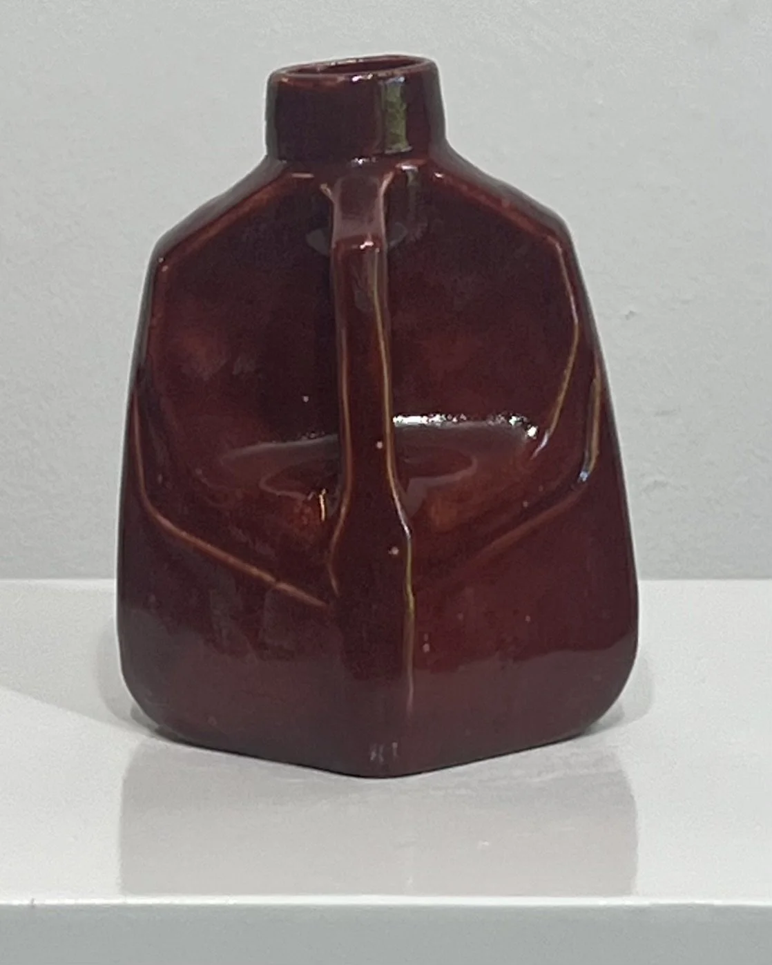 26.51 Deep Firebrick handmade porcelain milk jug vase, back view
