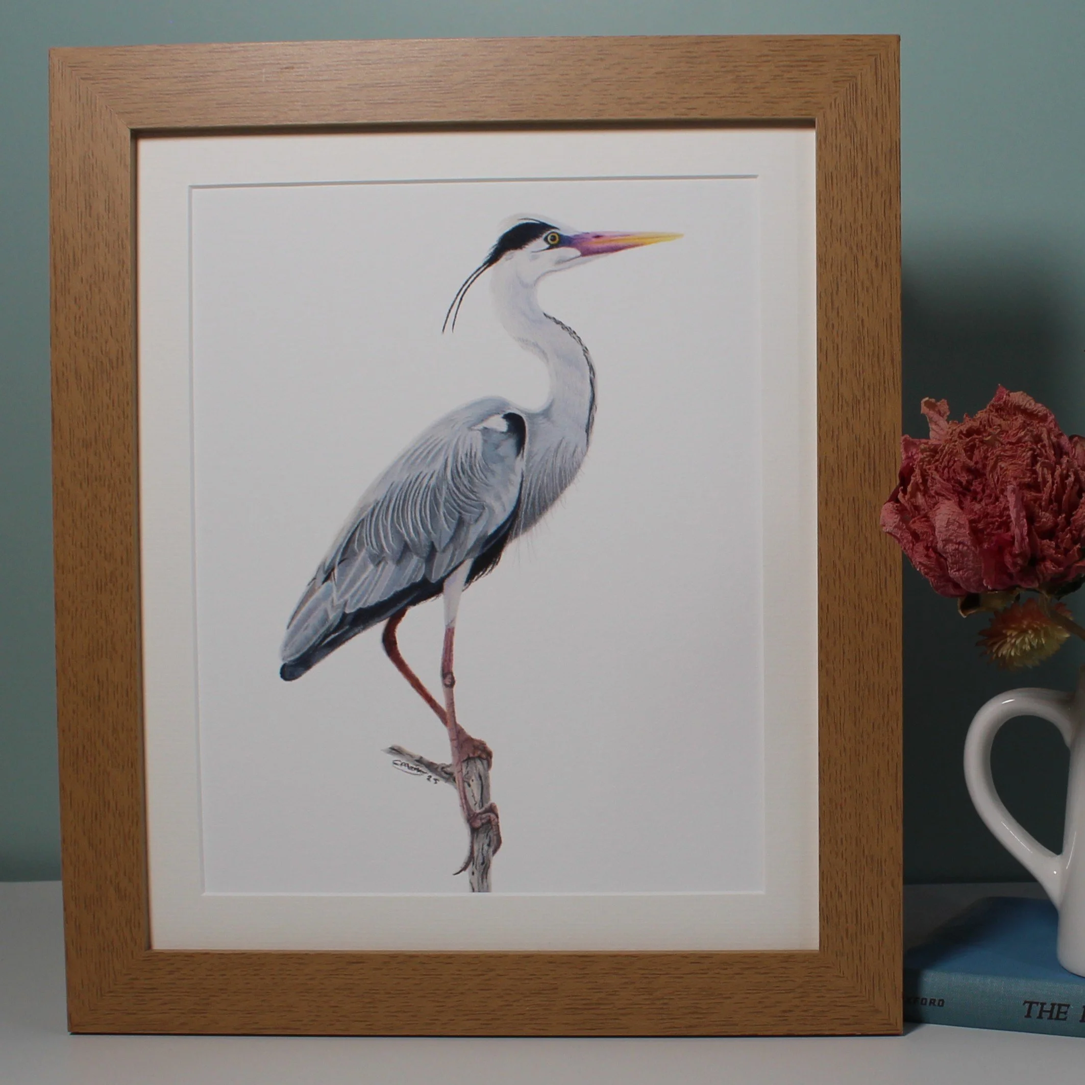 Heron large frame fine art print.