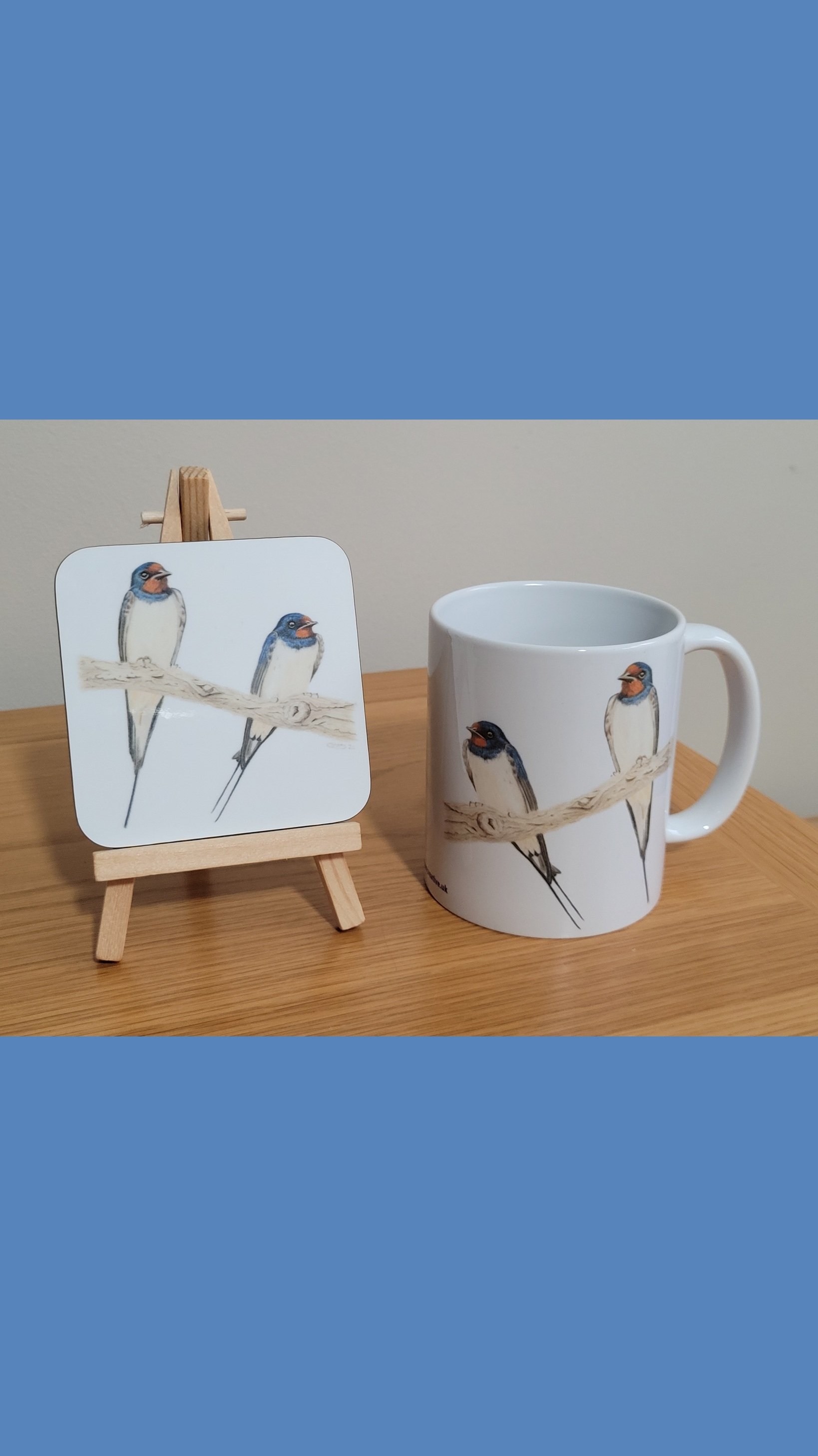 Swallows mug and coaster set.