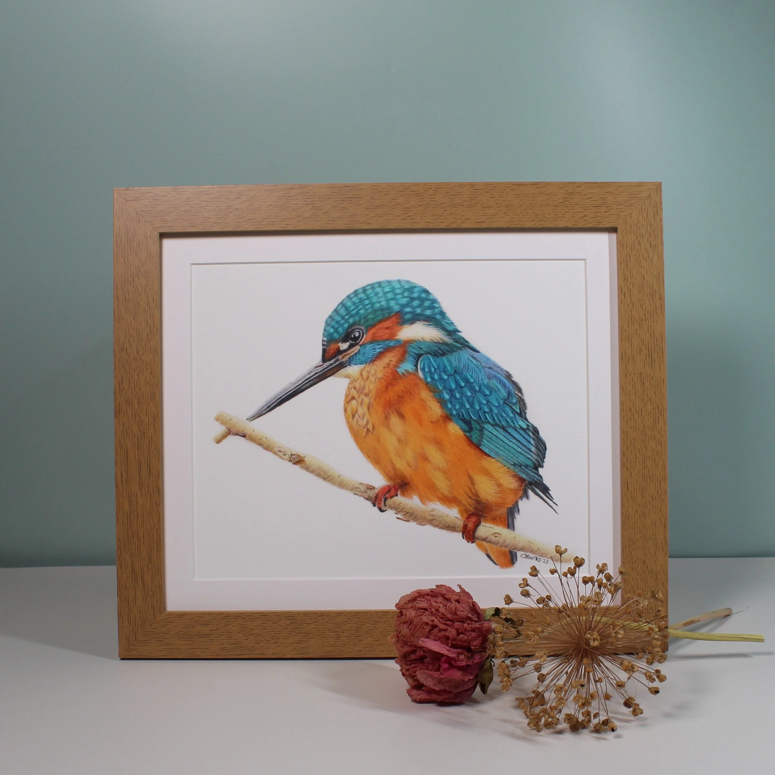 Kingfisher large framed fine art print