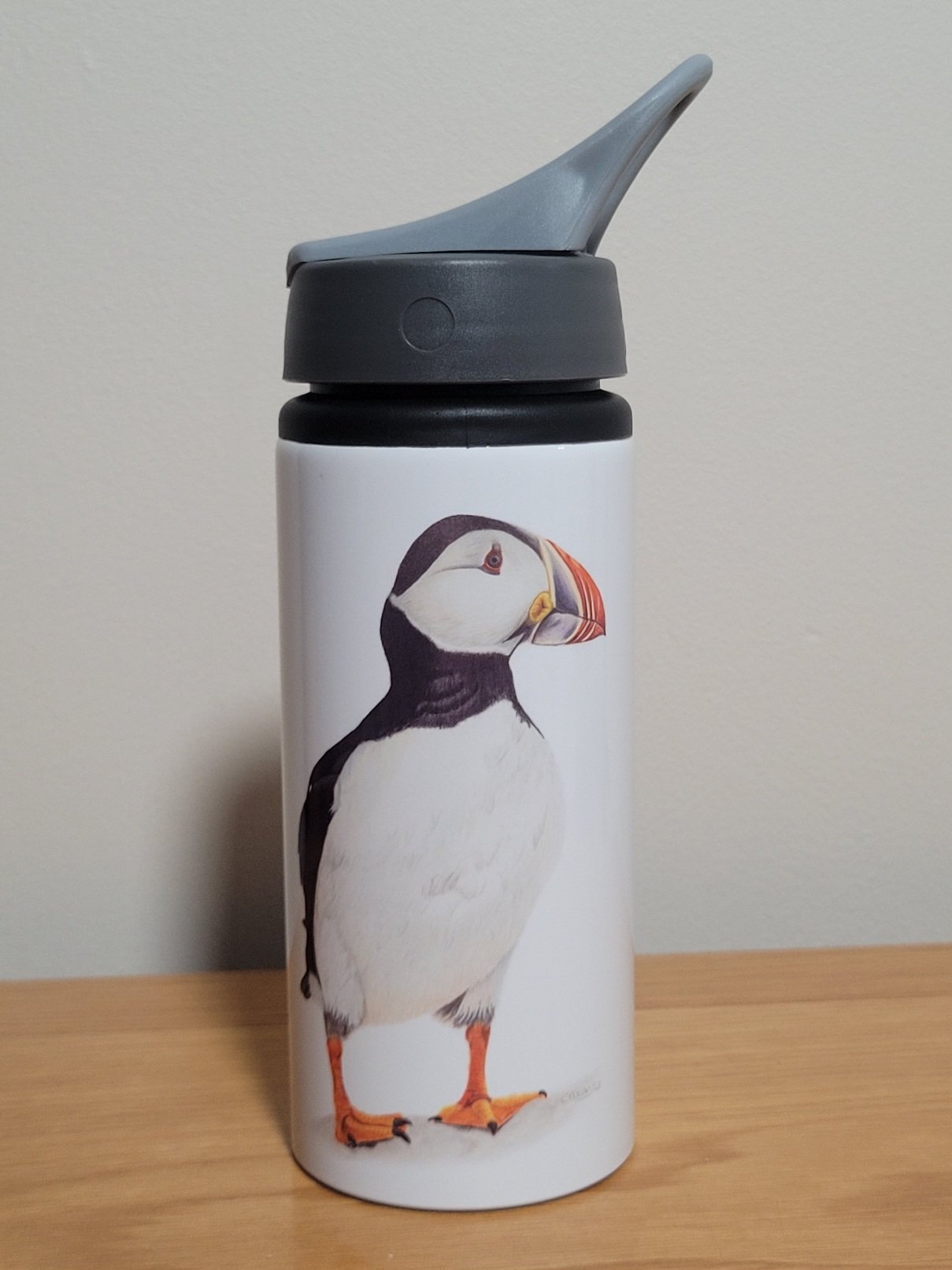 Puffin water bottle.