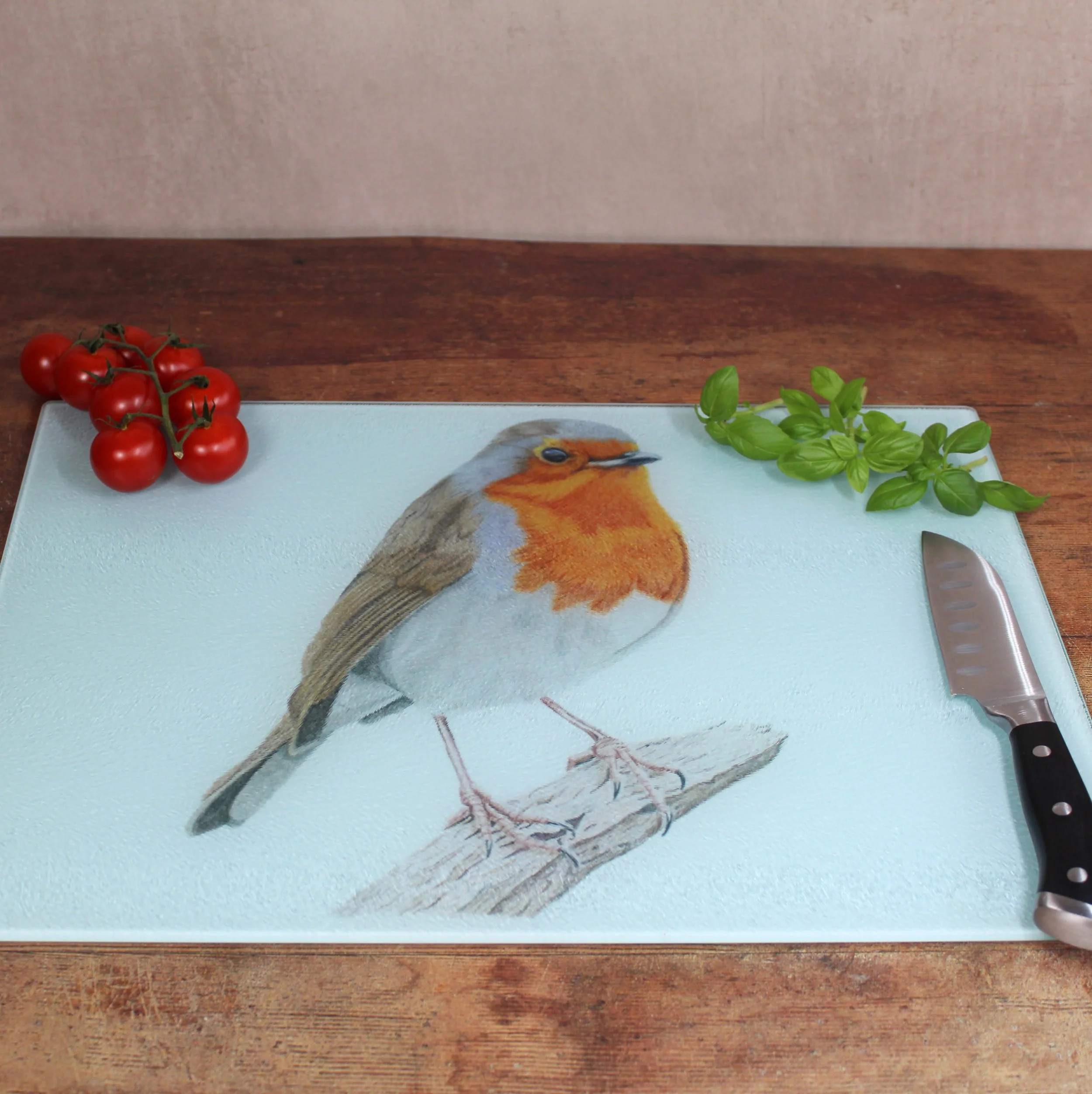 Robin large glass chopping board / worktop saver.
