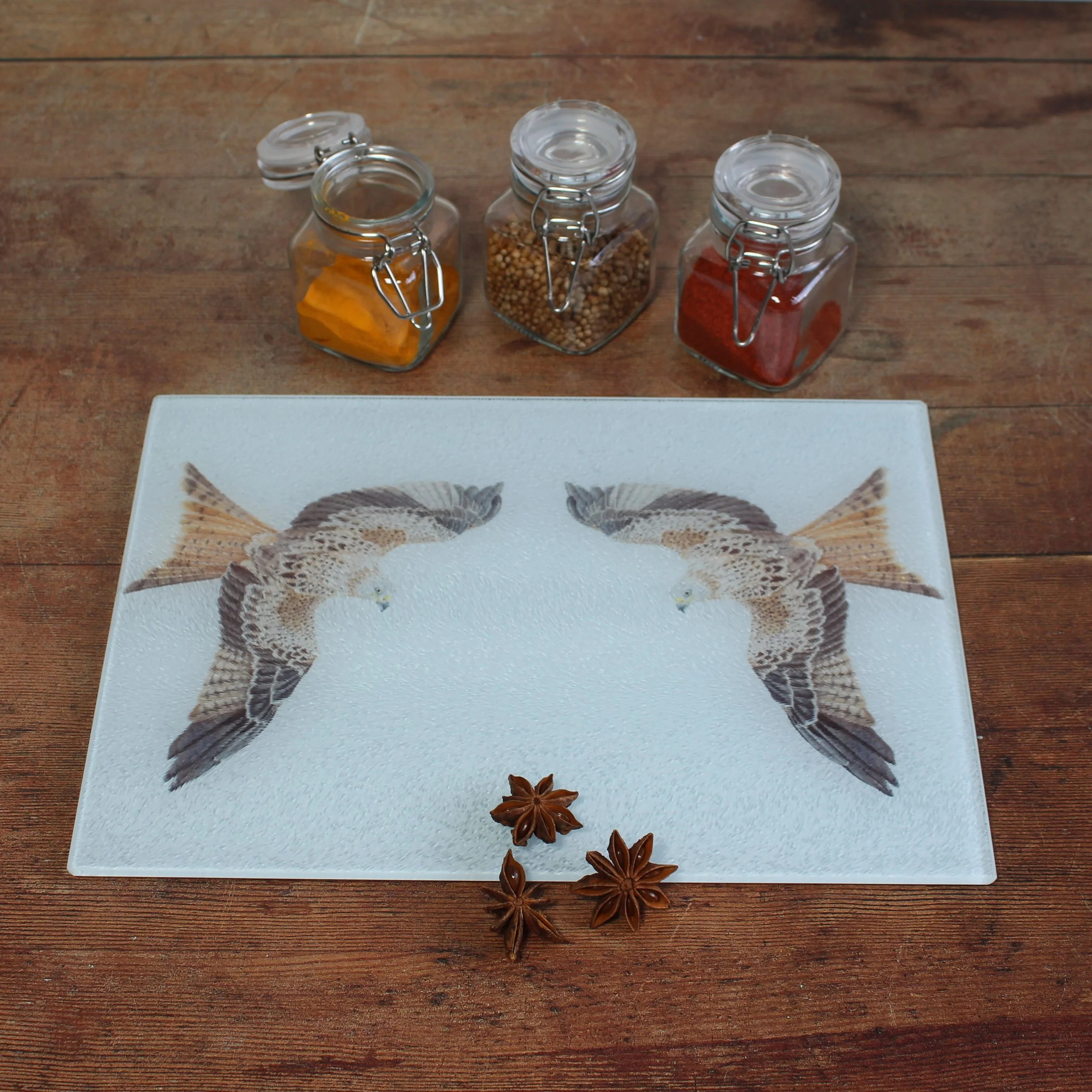 Red kite small glass chopping board / worktop saver
