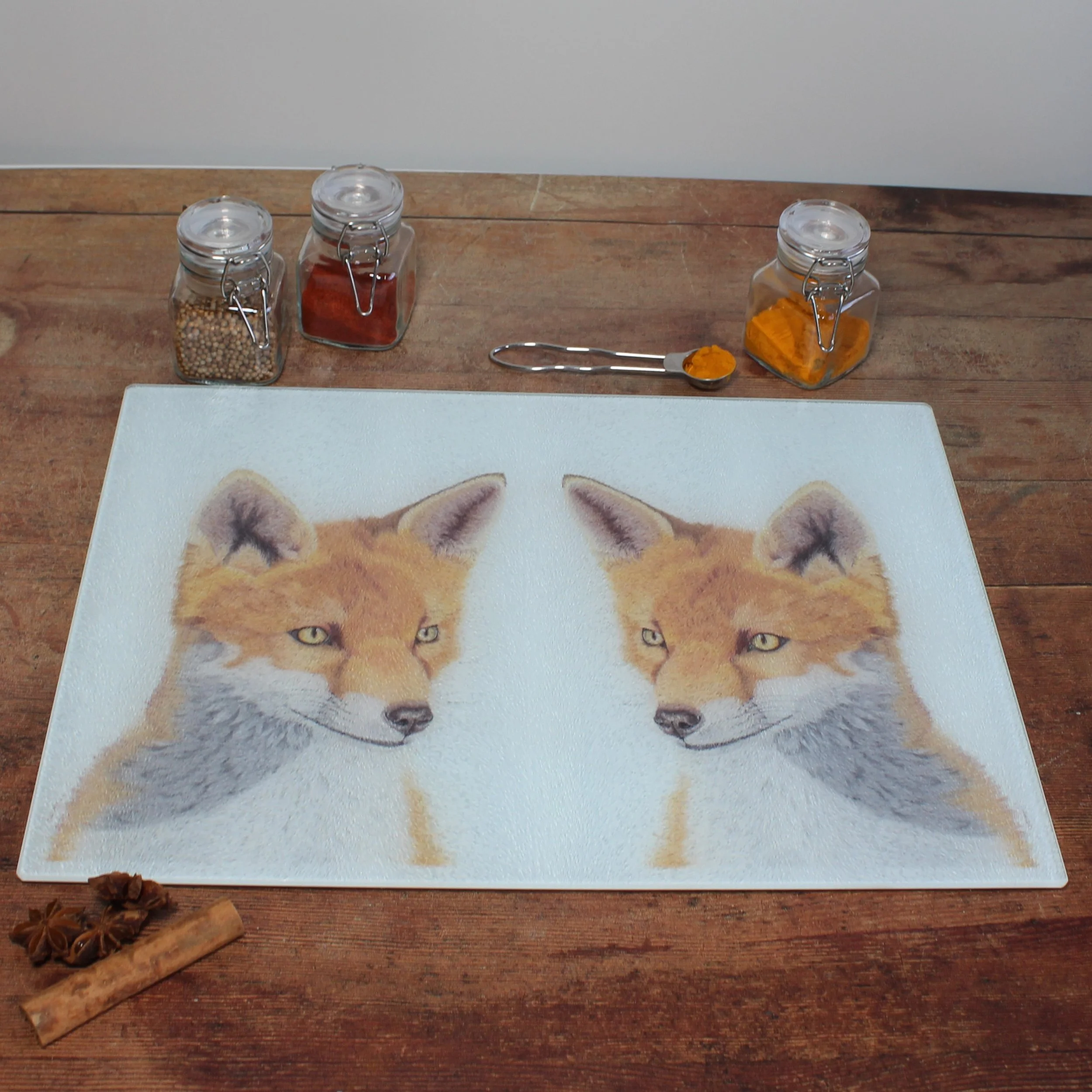 Gazing fox large glass chopping board / worktop saver