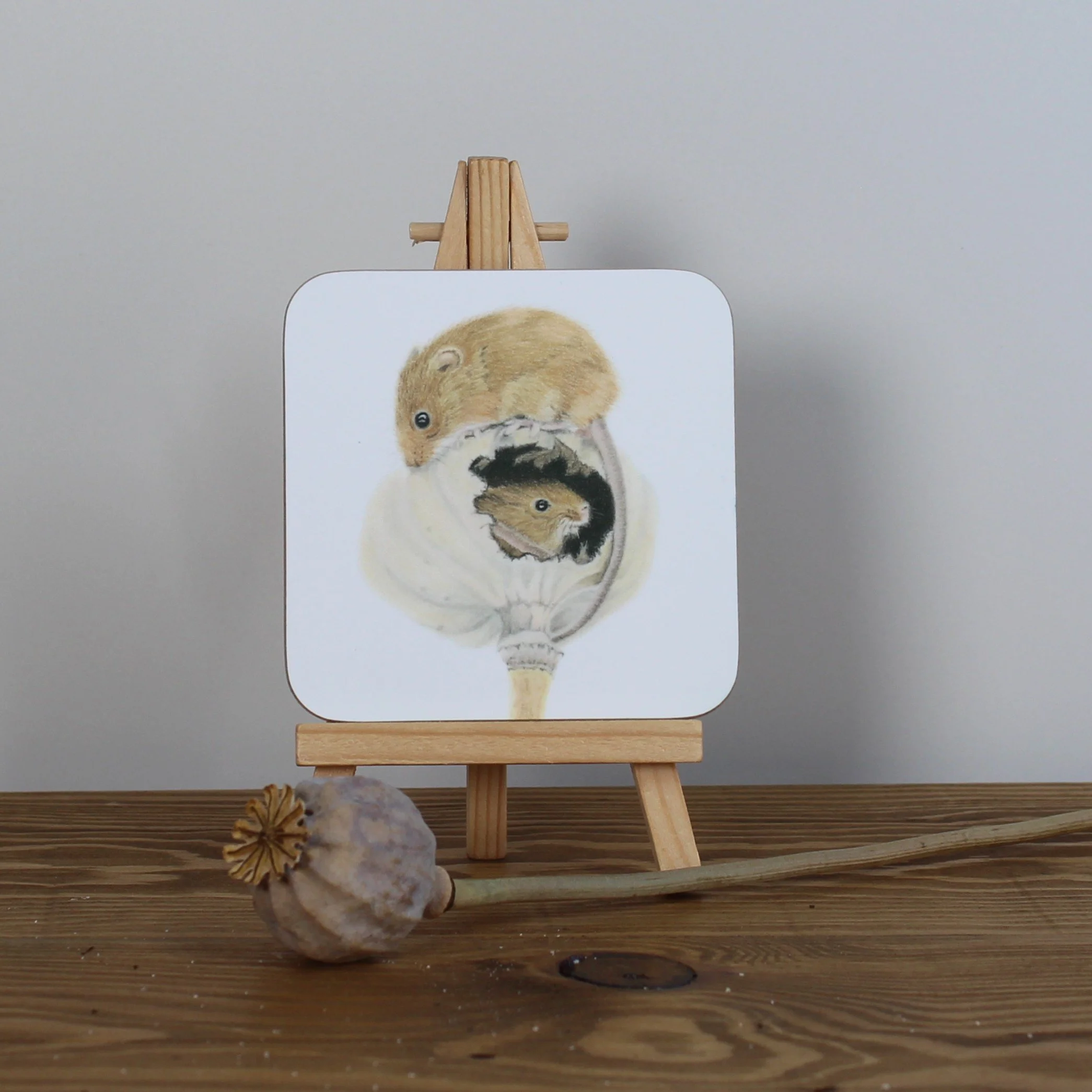 Individual glossy harvest mice coaster