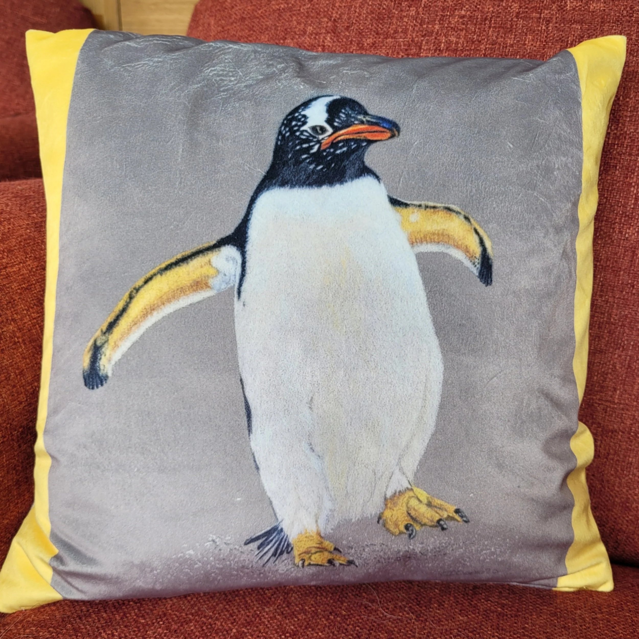Gentoo penguin cushion