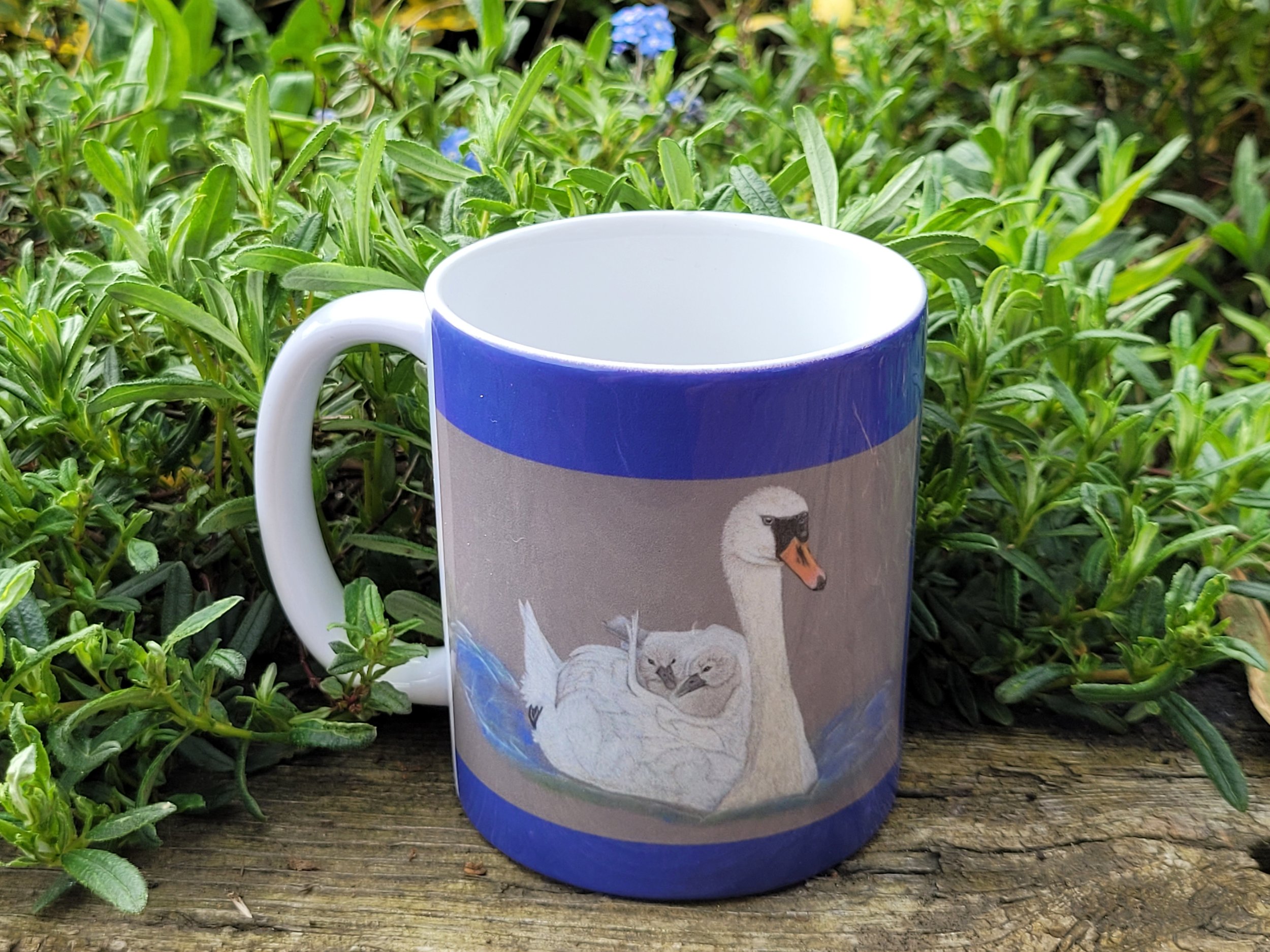 Mute swan with cygnets ceramic mug