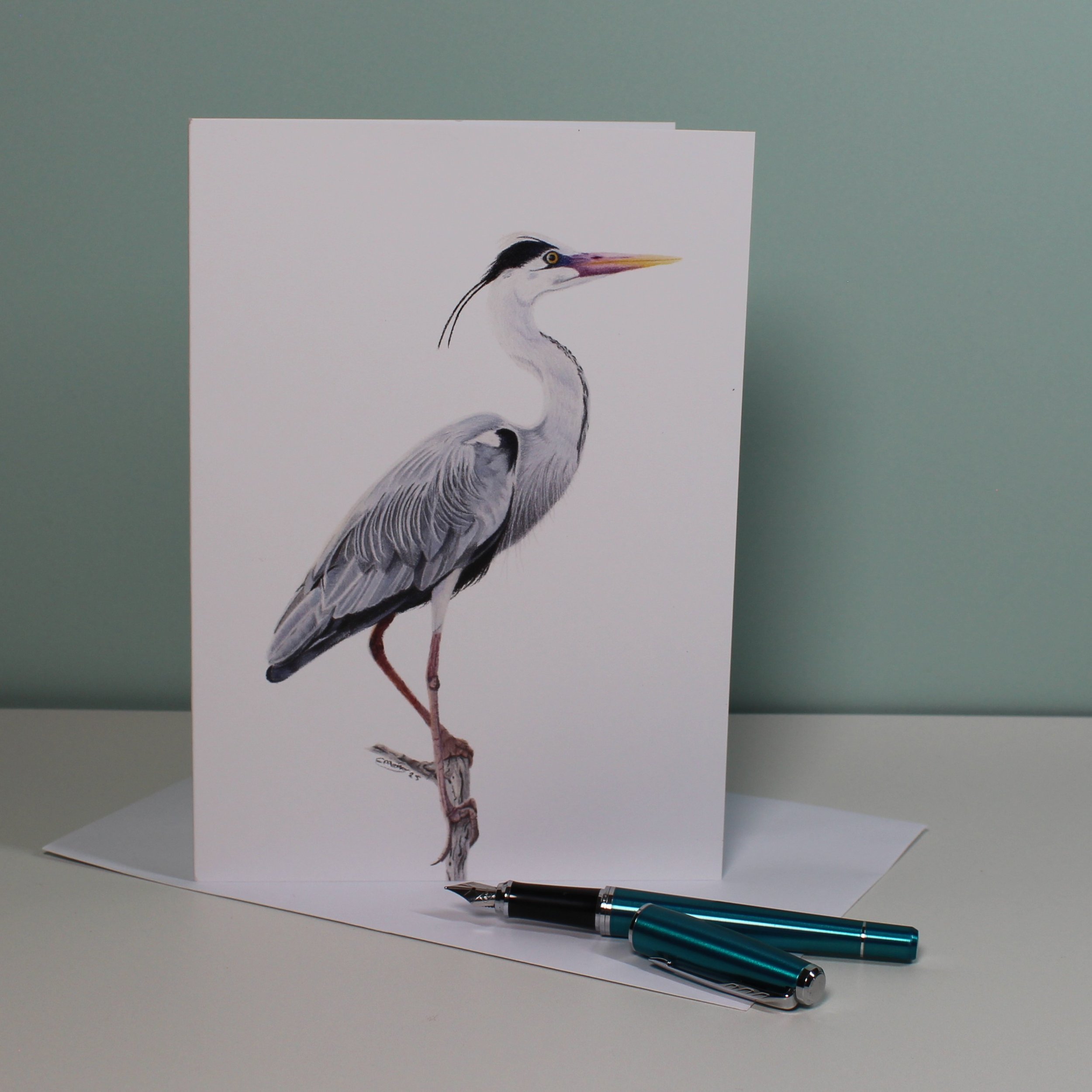 Heron greetings card (blank inside)