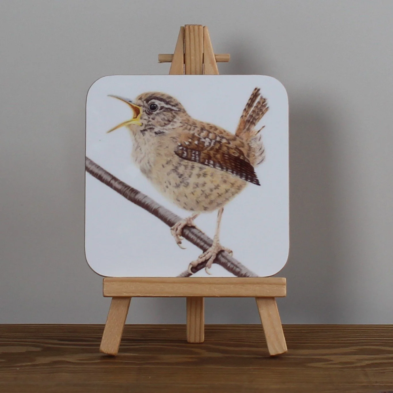 Individual glossy wren coaster.