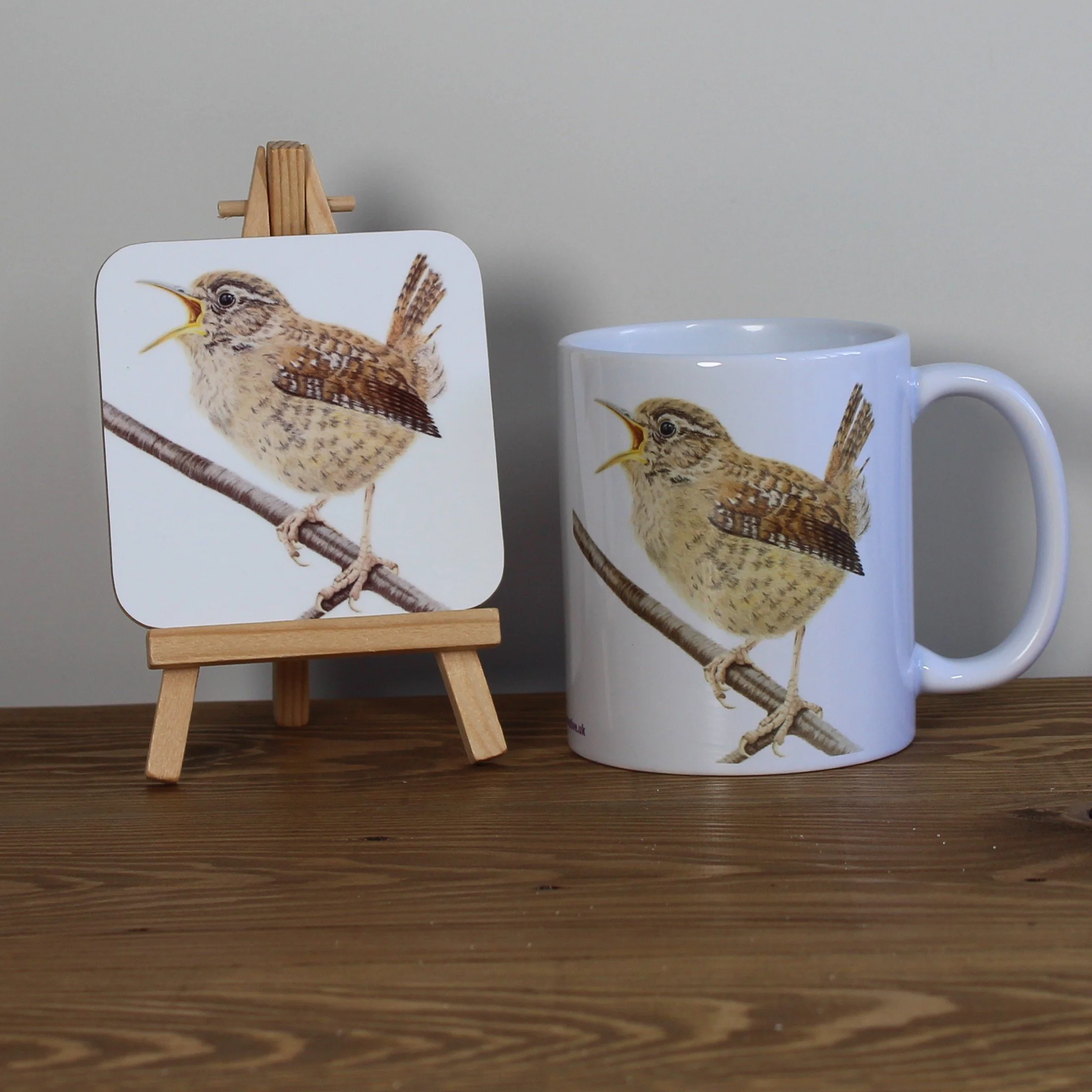 Wren mug and coaster gift set.