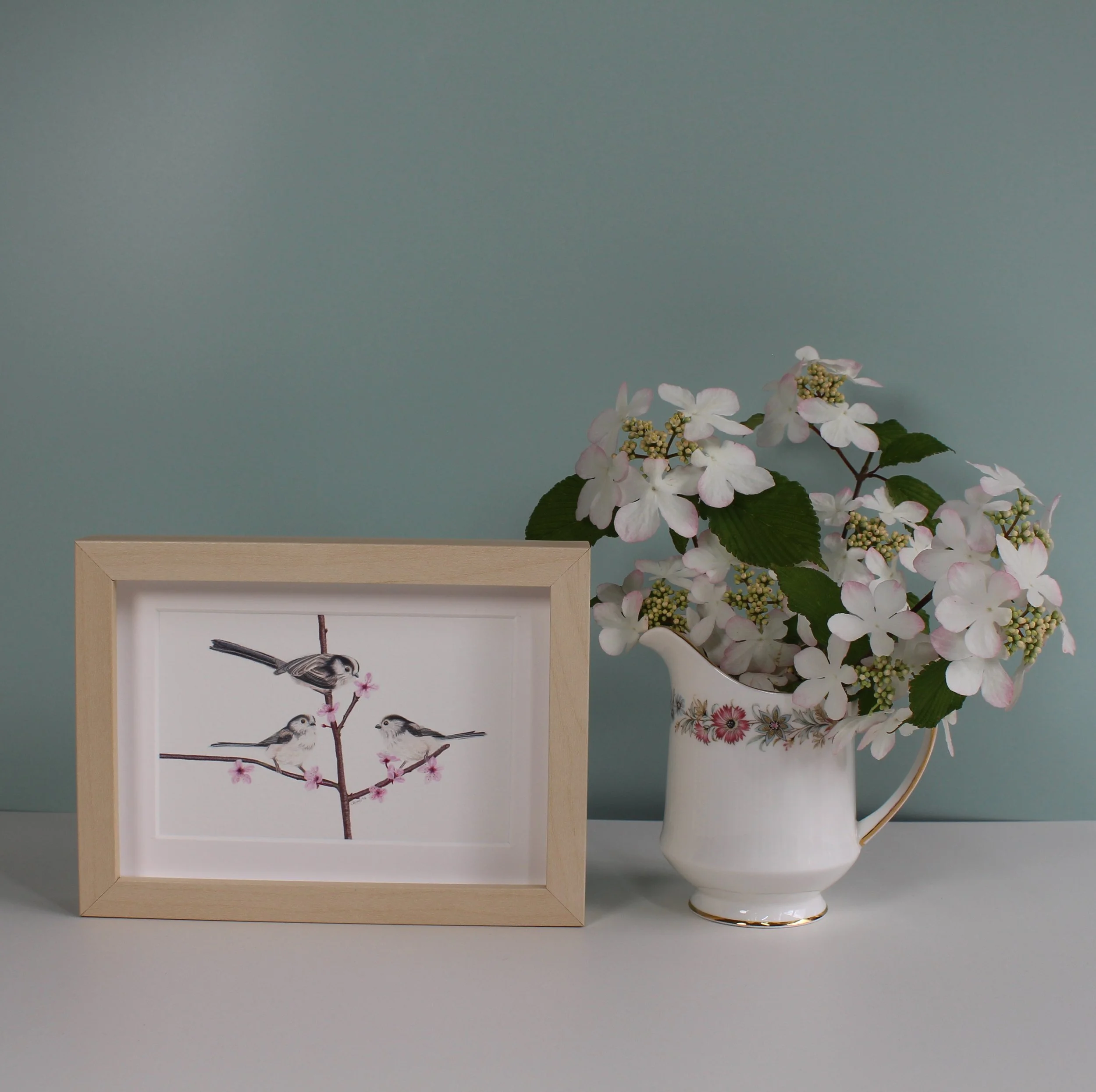 Long tailed tits small framed fine art print