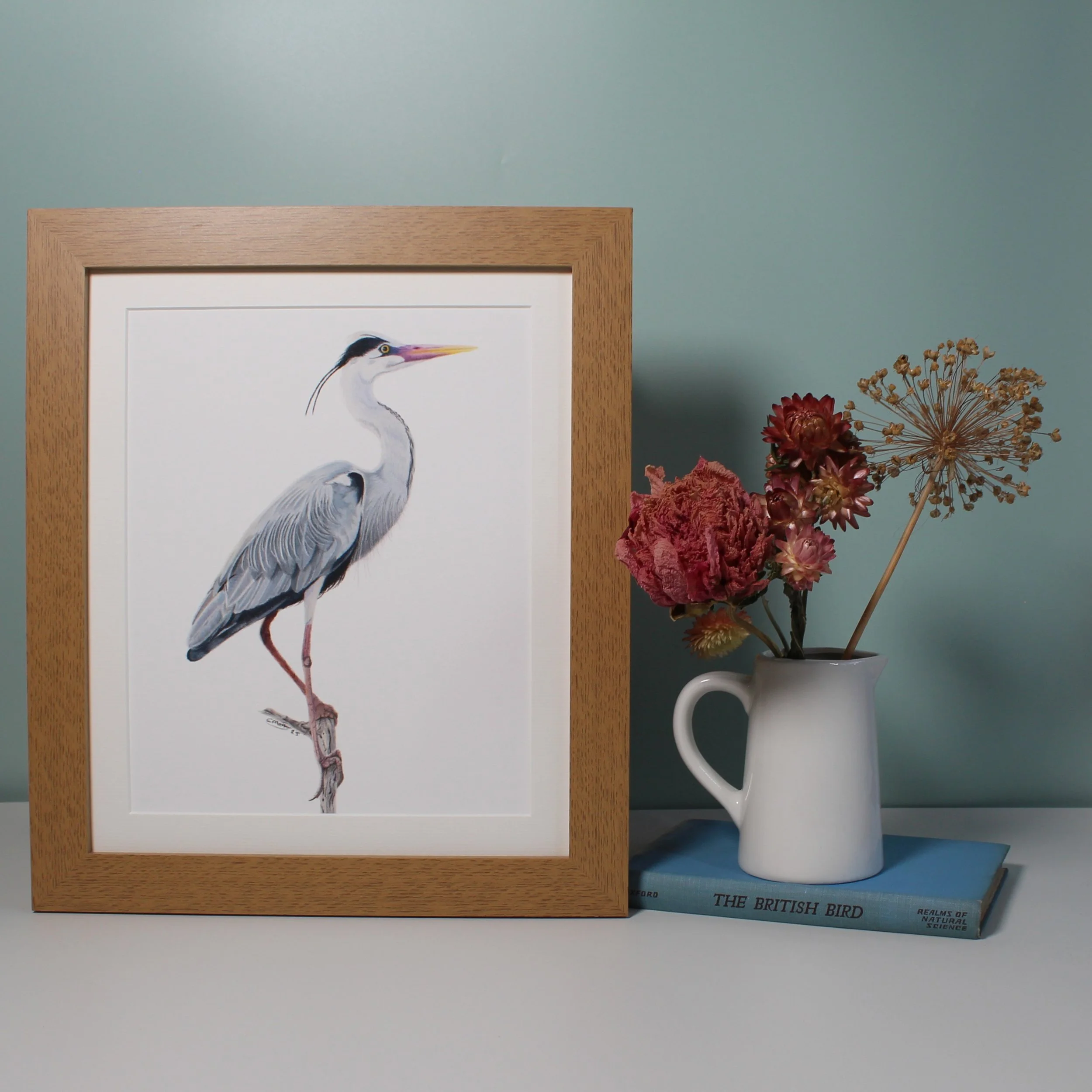 Heron large framed fine art print
