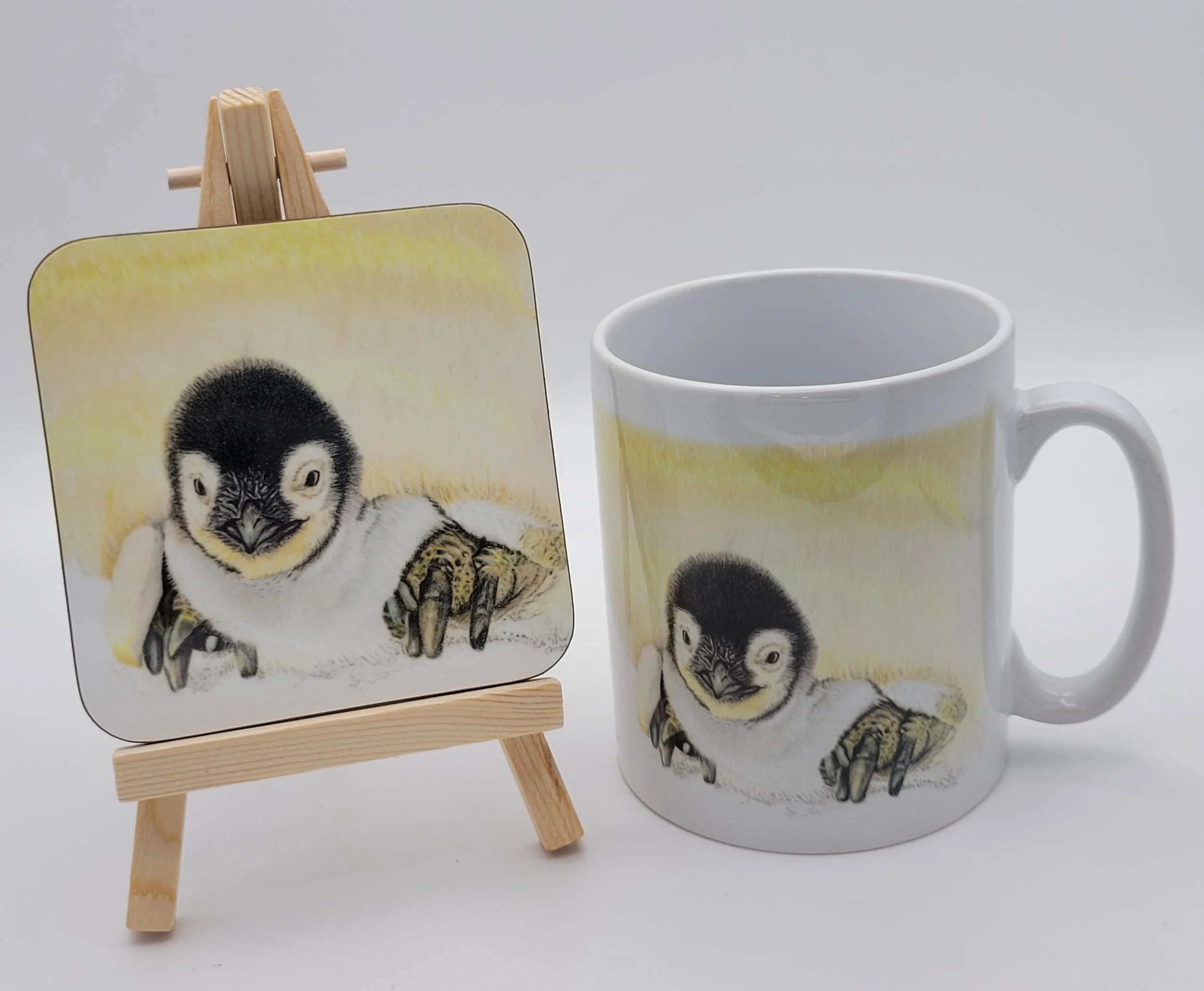 Penguin chick mug and coaster gift set
