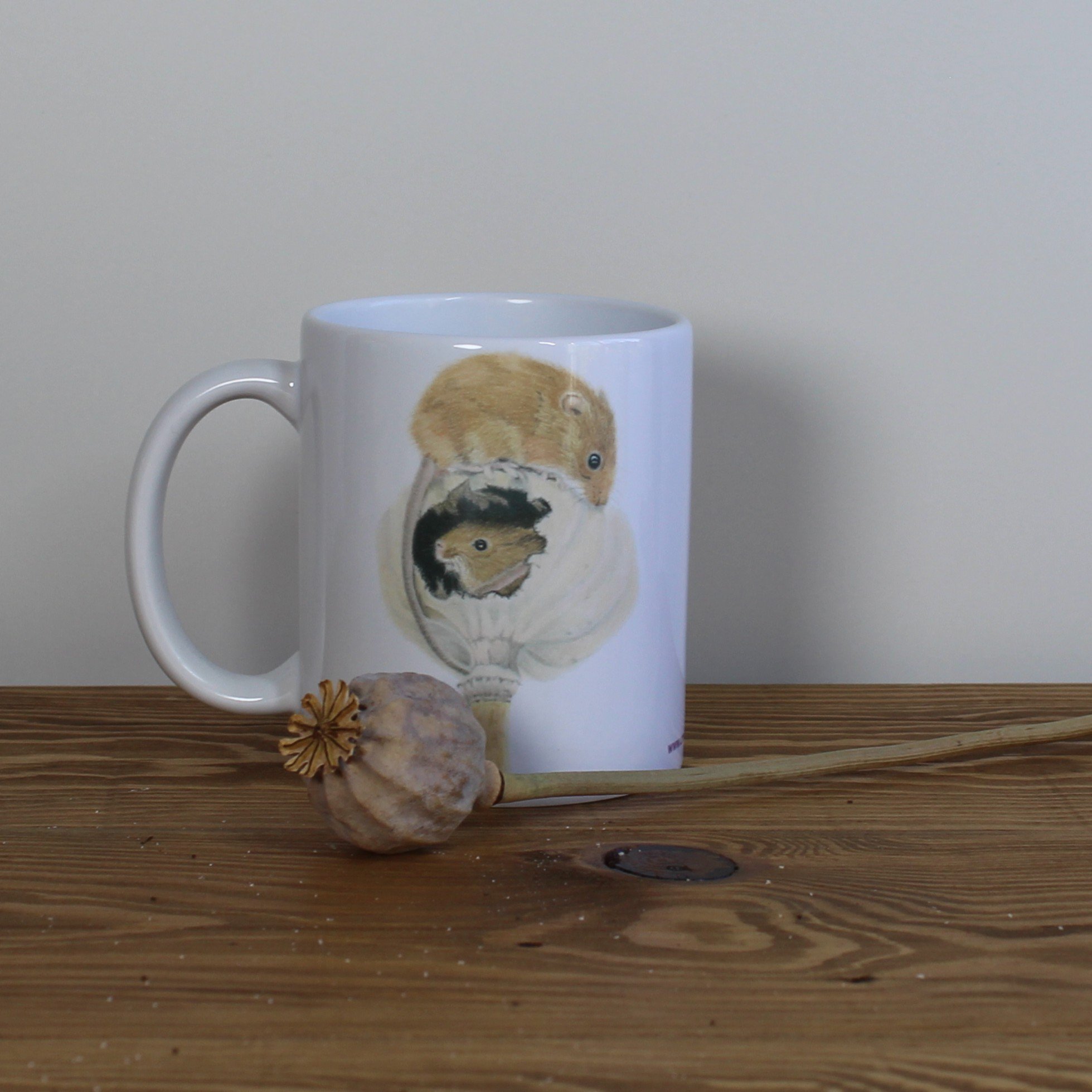 Harvest mice white 11oz ceramic mug.
