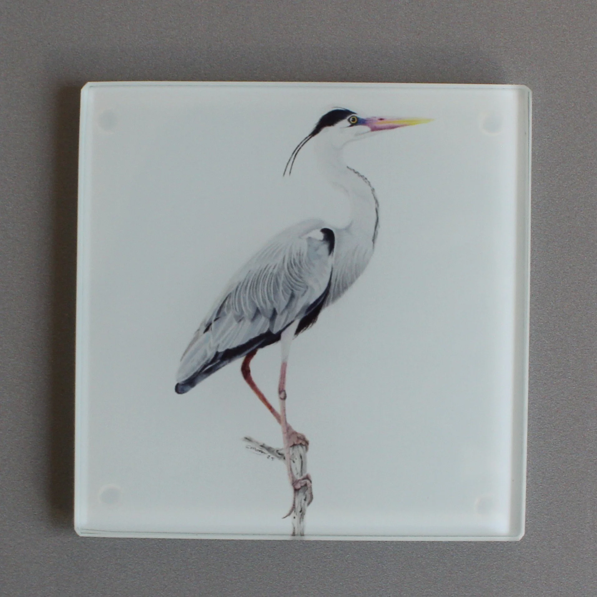 Heron glass coasters