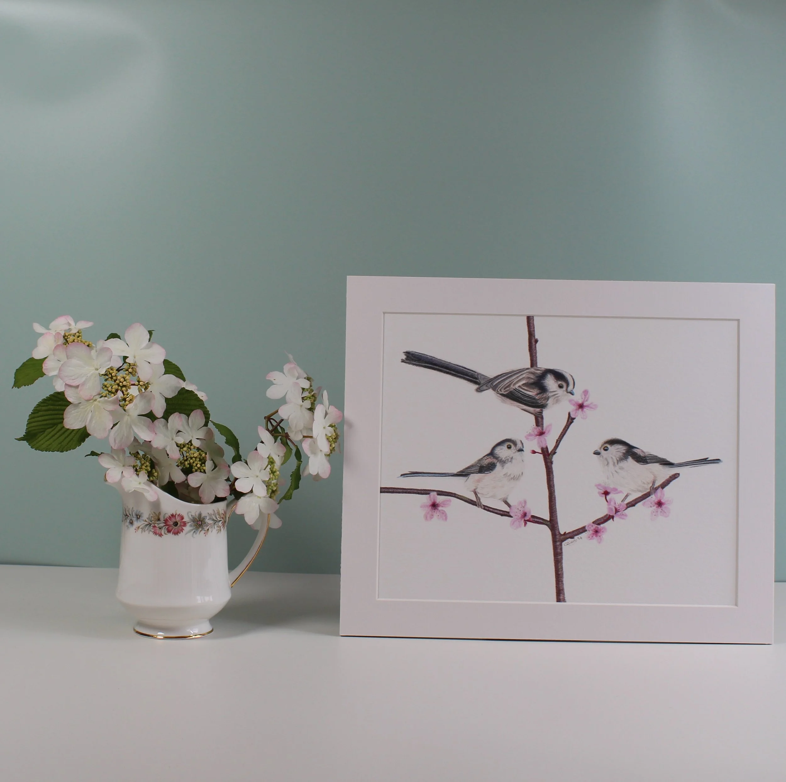 Long tailed tits fine art print (mounted and unframed)