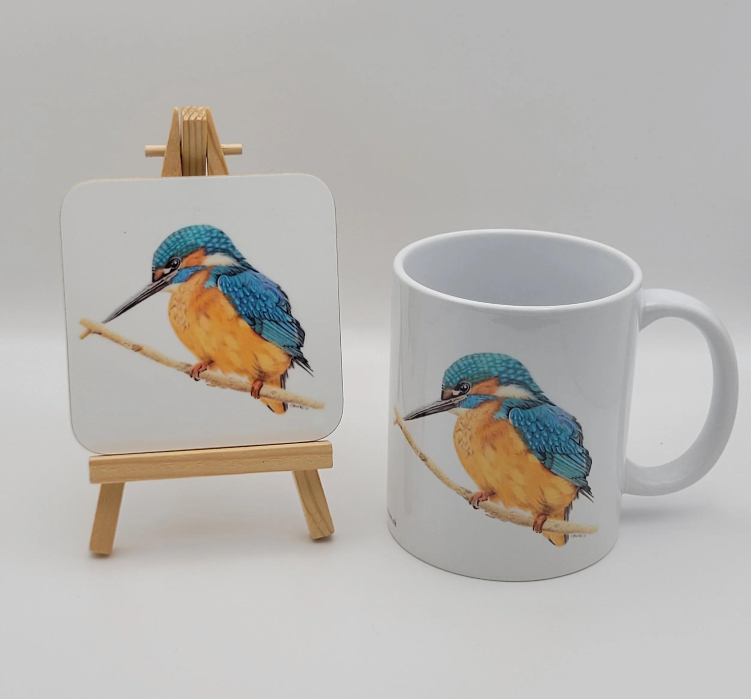 Kingfisher mug and matching coaster.