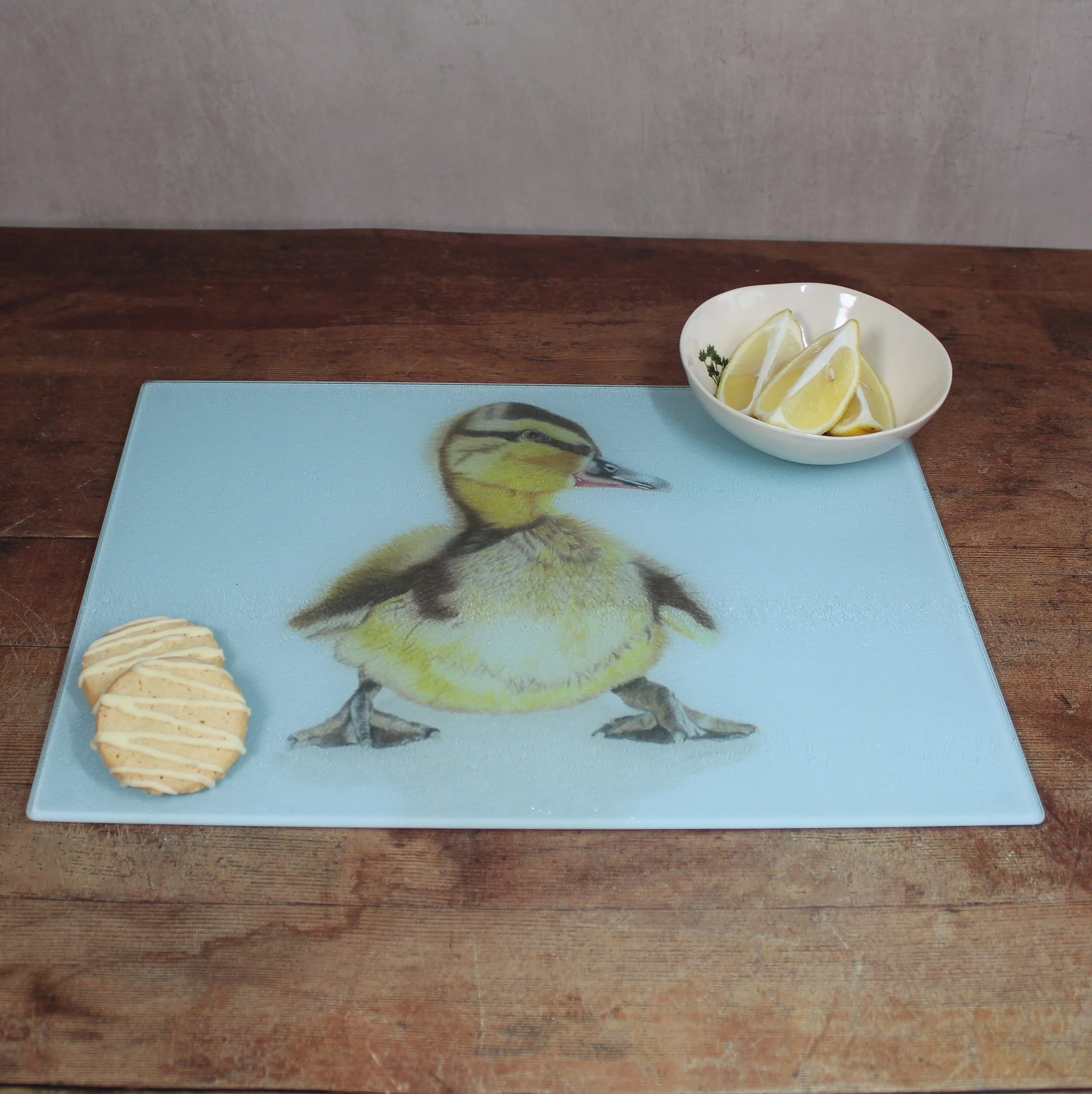 Duckling large glass chopping board / worktop saver.