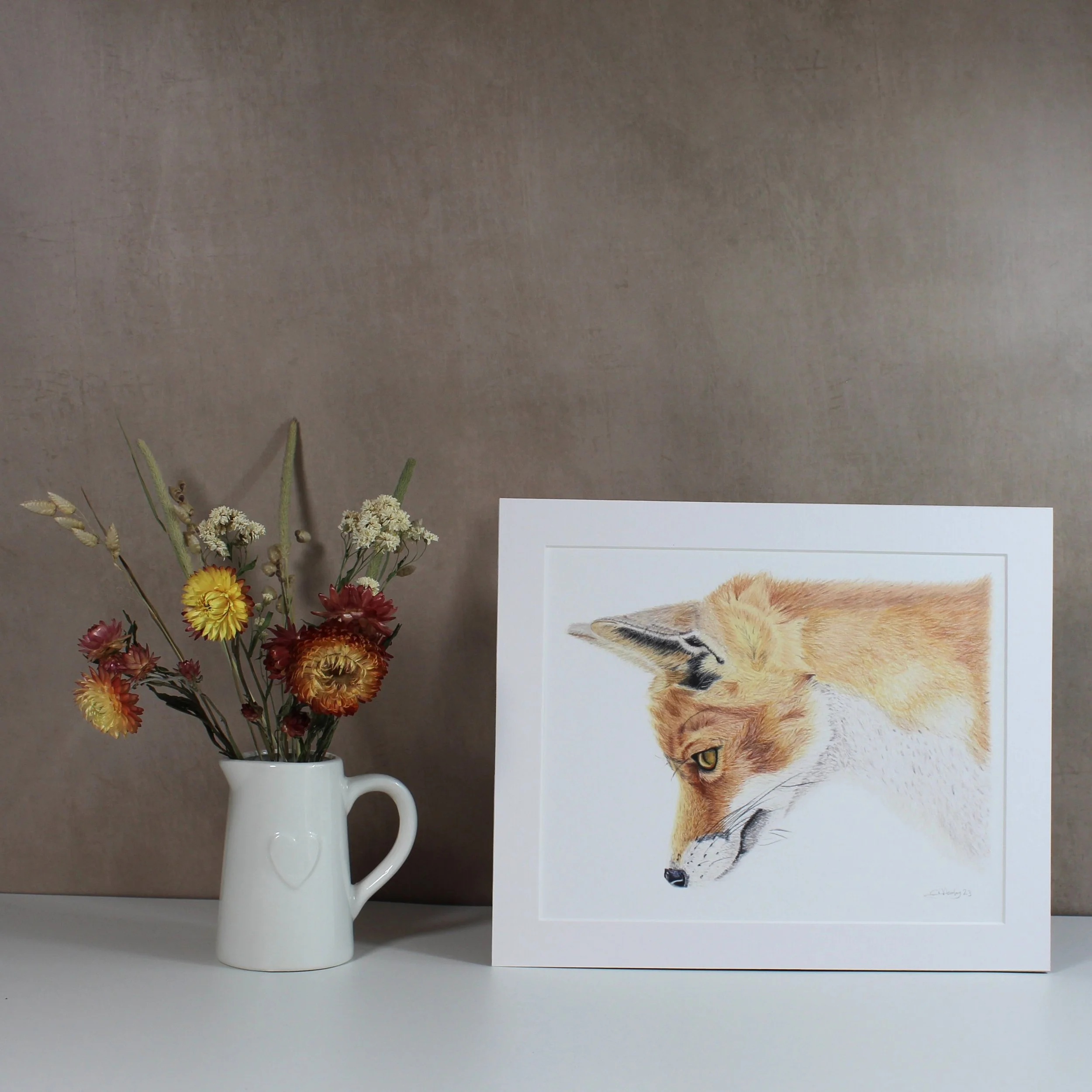 Fox fine art print (mounted and unframed)