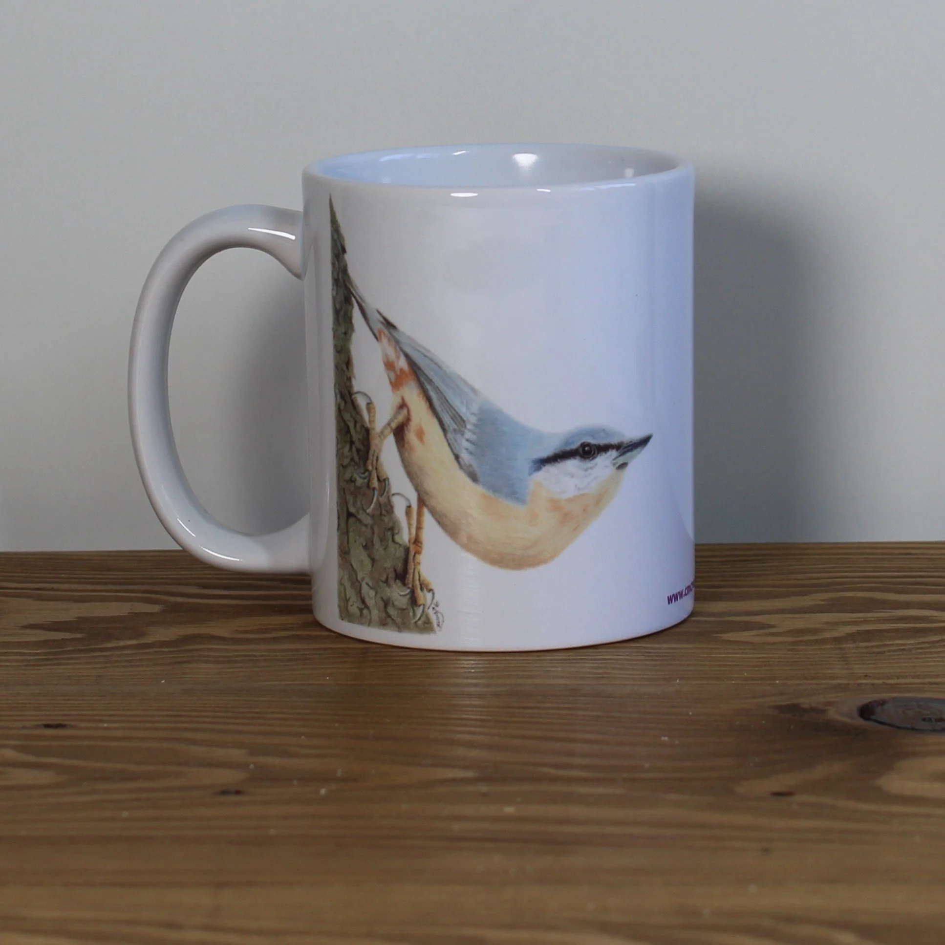 Nuthatch white 11oz ceramic mug