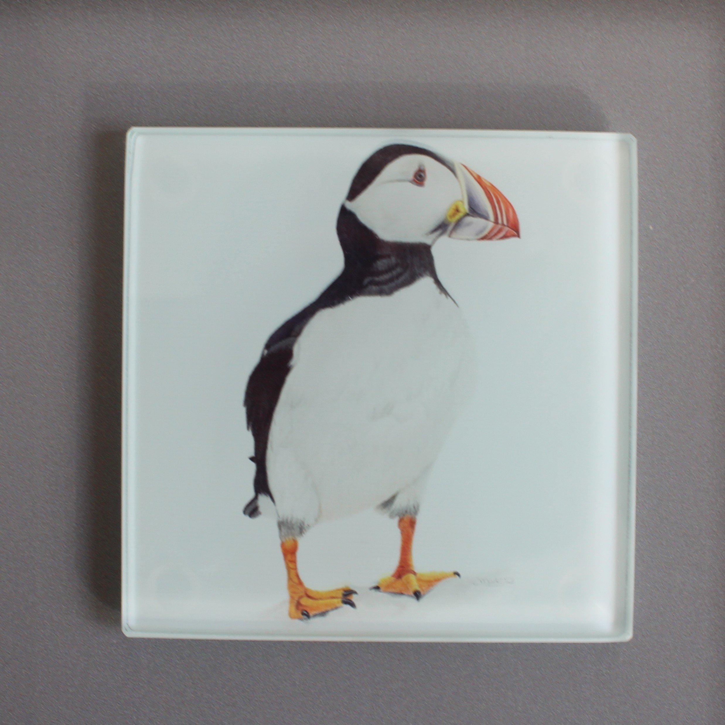 Puffin glass coasters