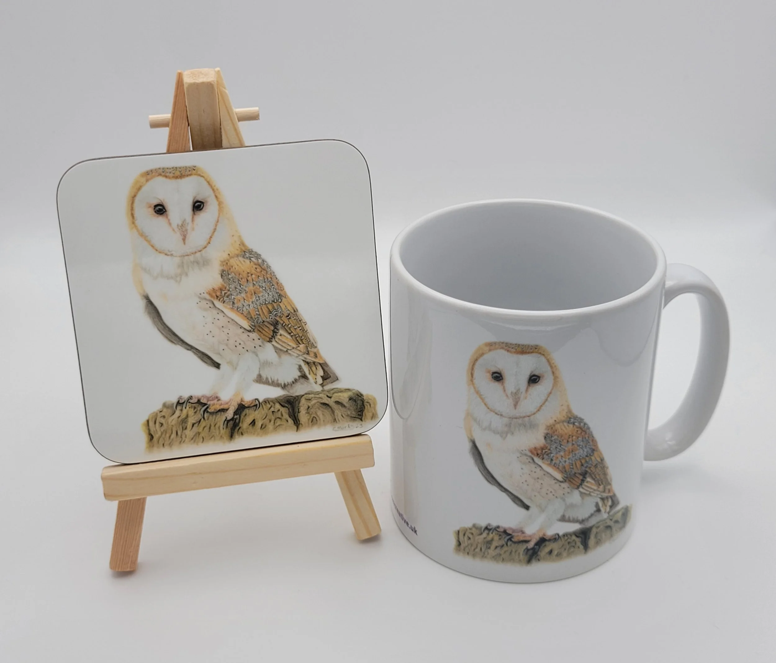 Barn owl mug and coaster gift set