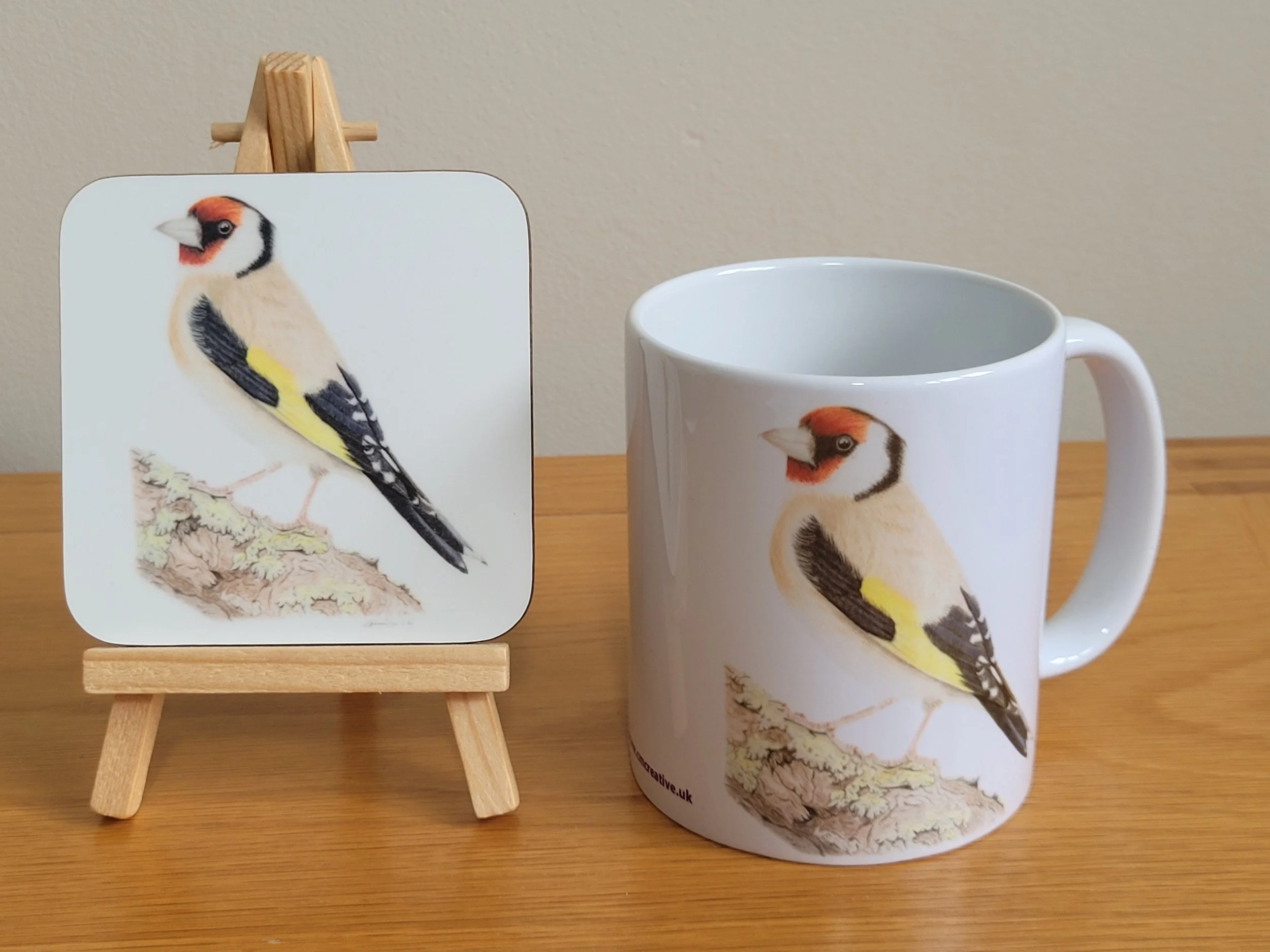 Goldfinch mug and coaster gift set