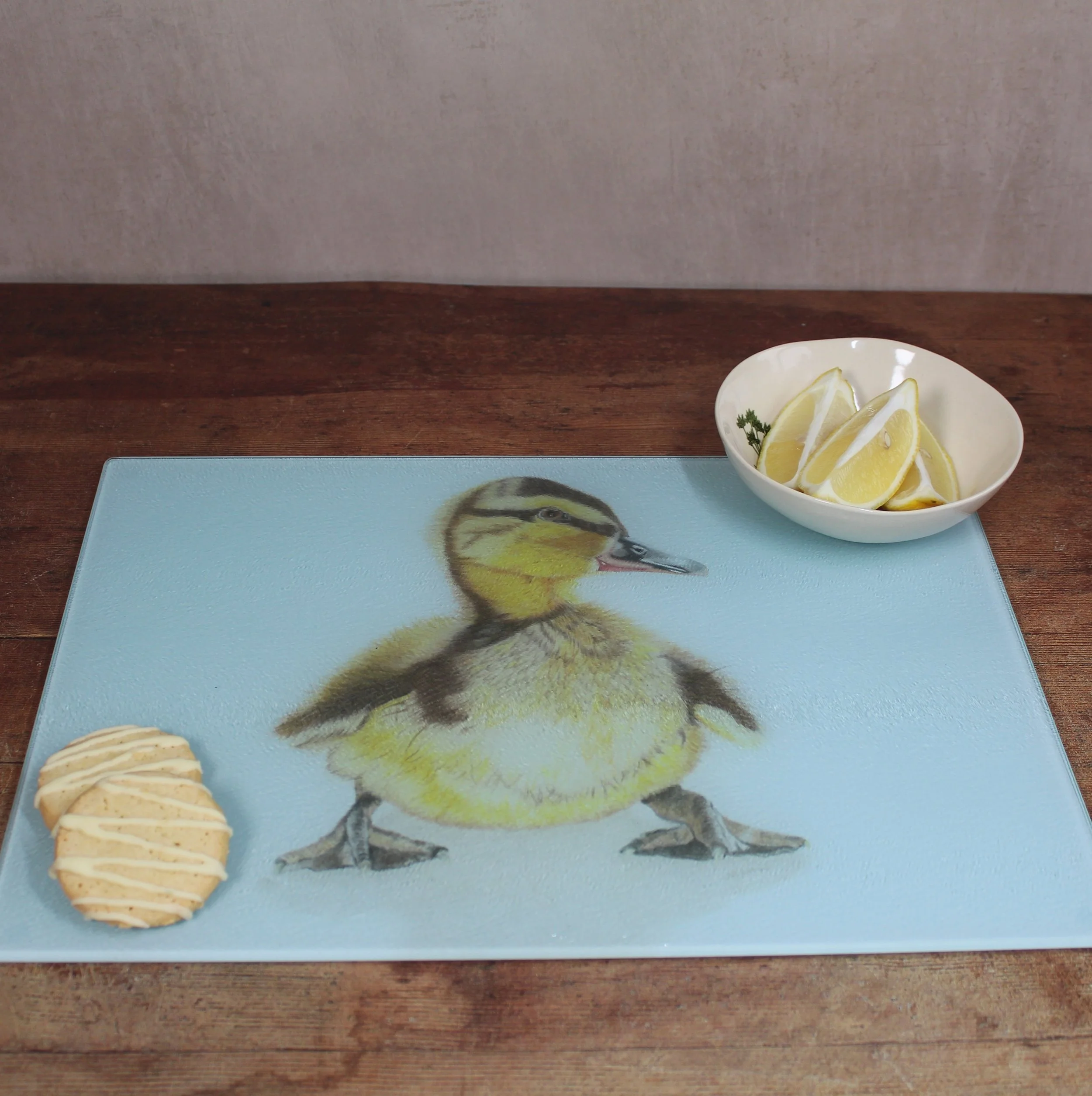Duckling large glass chopping board / worktop saver.