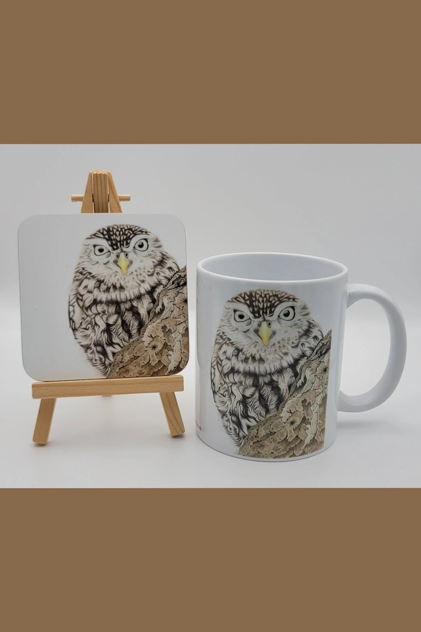 Little owl mug and coaster set.