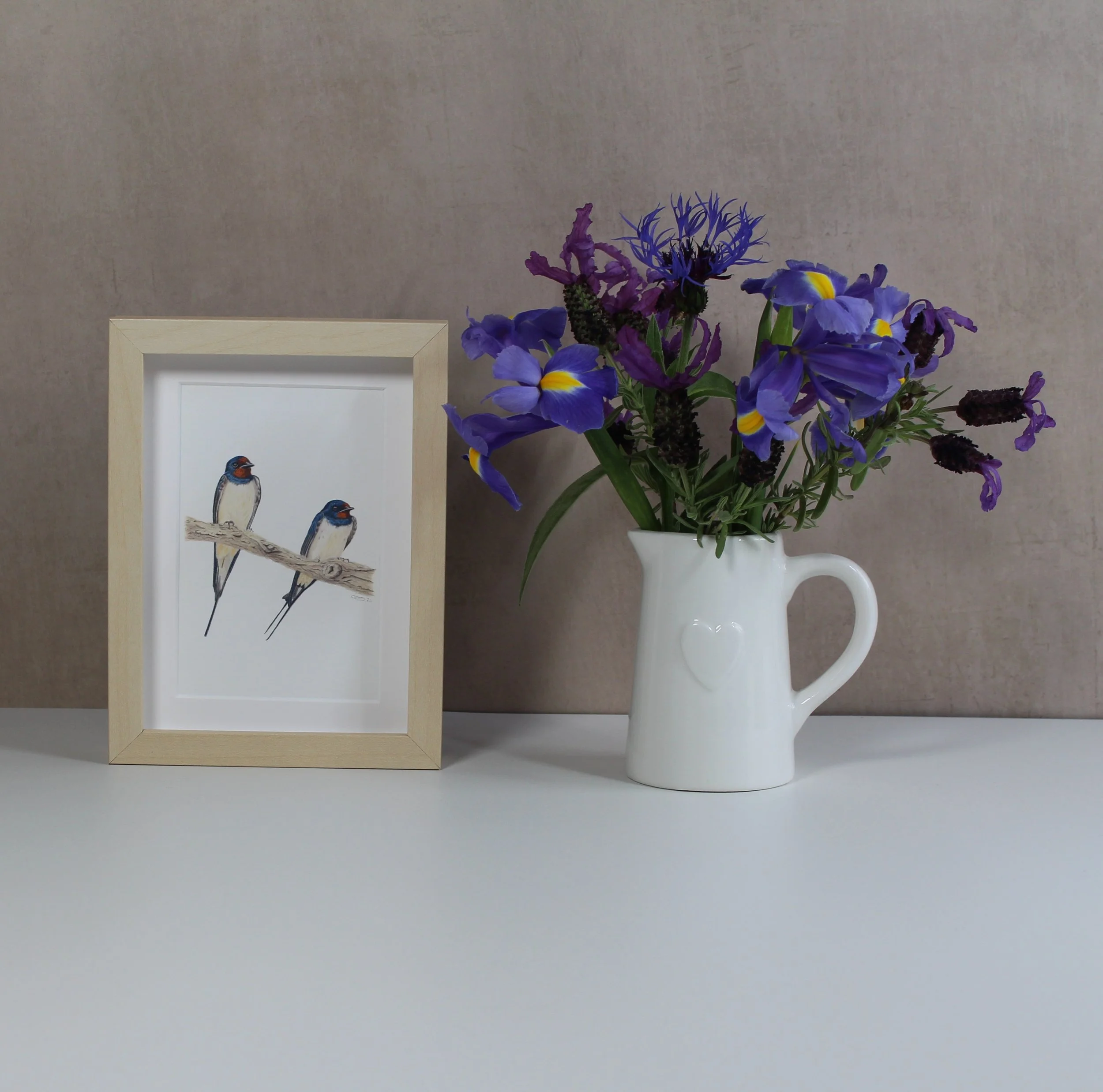 Swallows small framed fine art print.