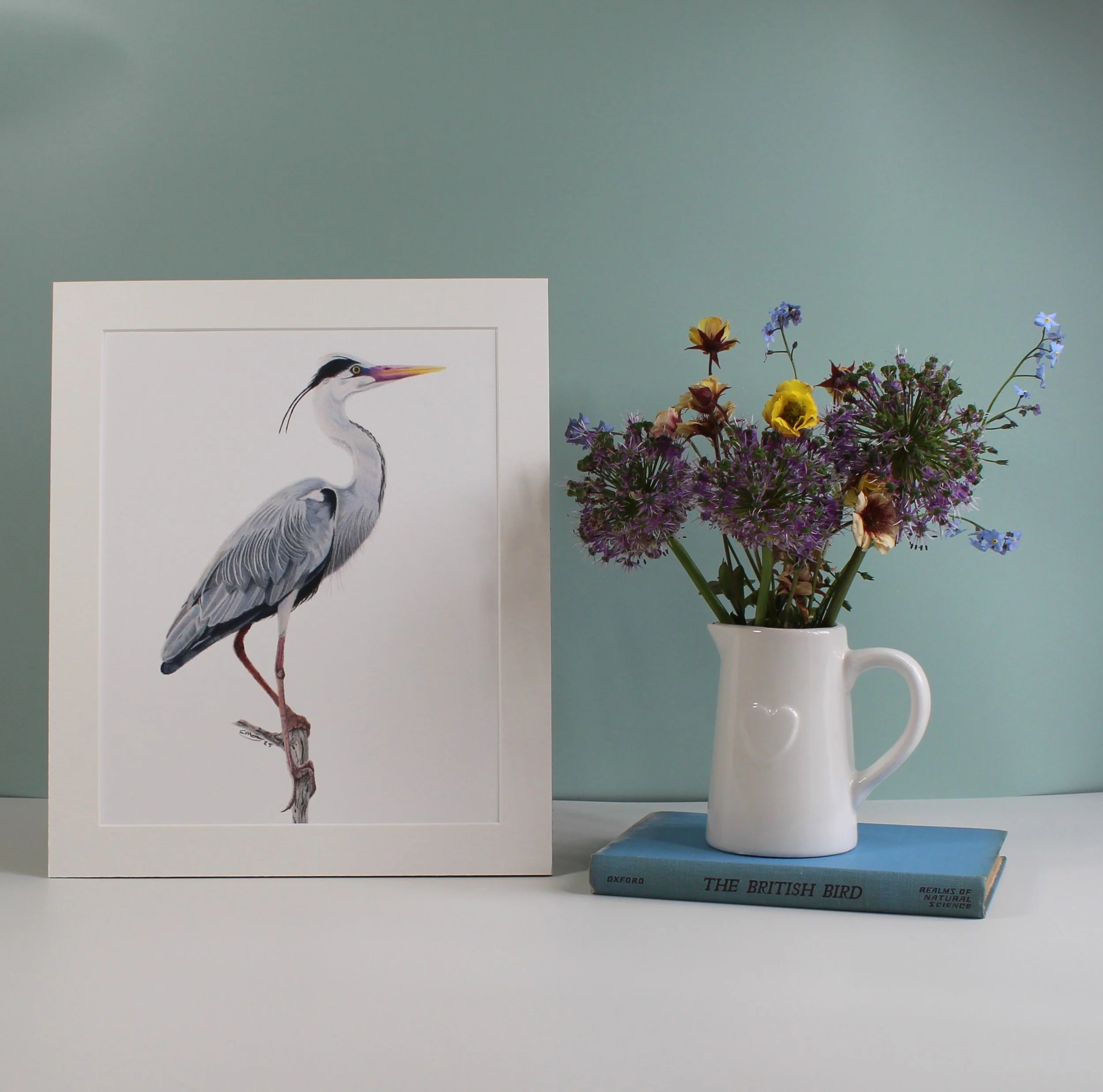 Heron fine art print (mounted and unframed)