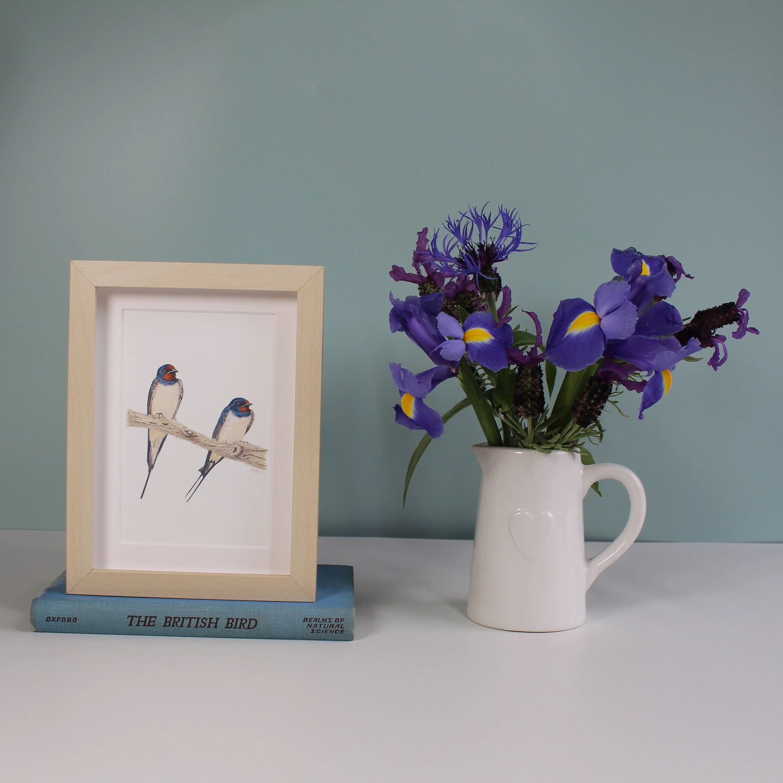 Swallows small framed fine art print.