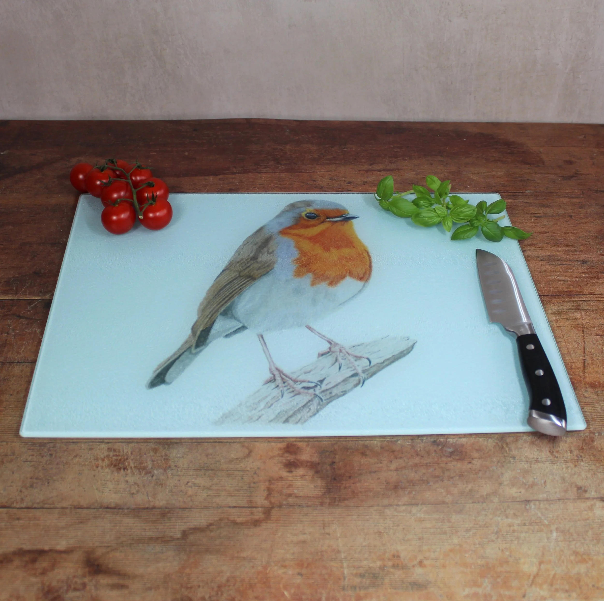 Robin large glass chopping board / worktop saver.