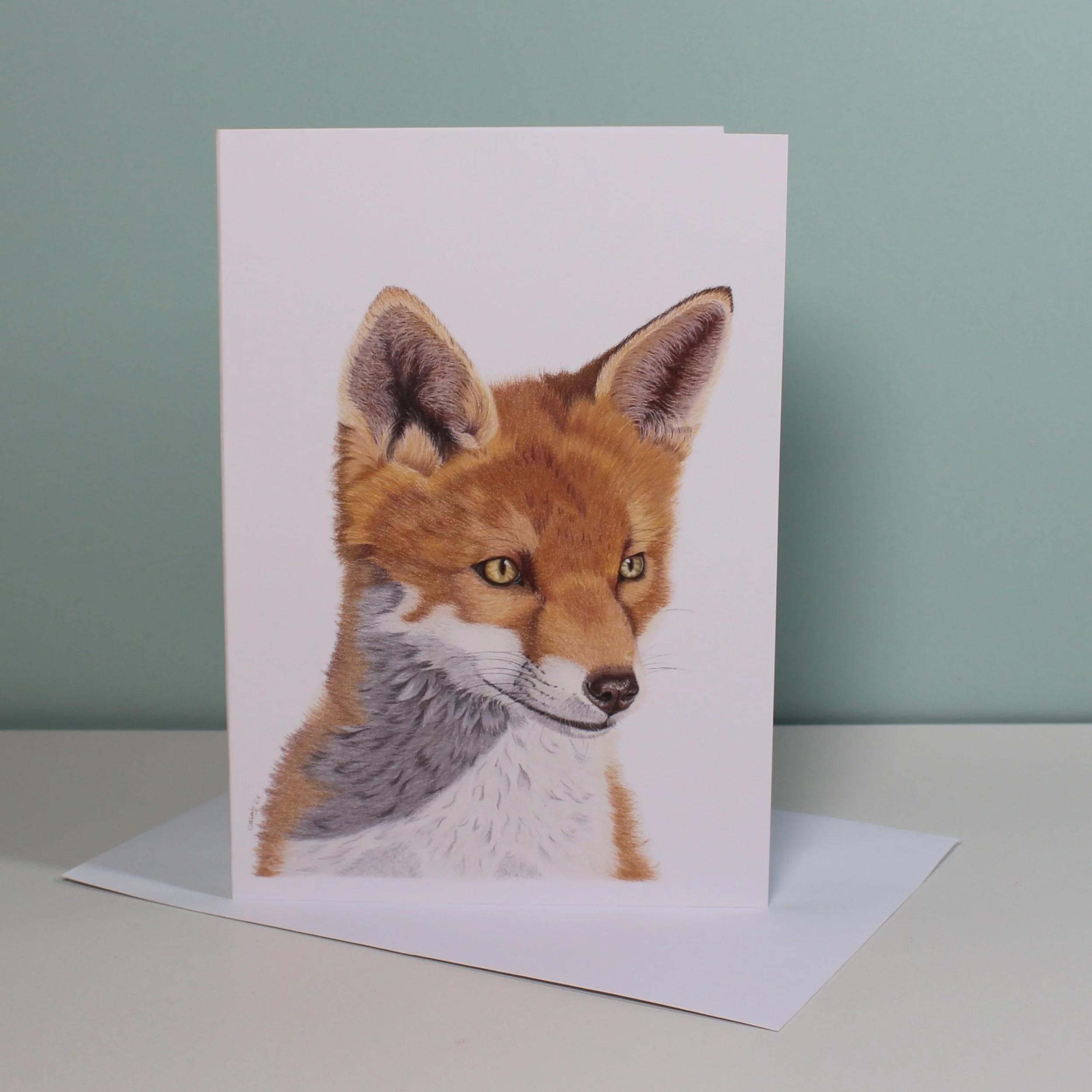 Gazing fox greetings card (blank inside)