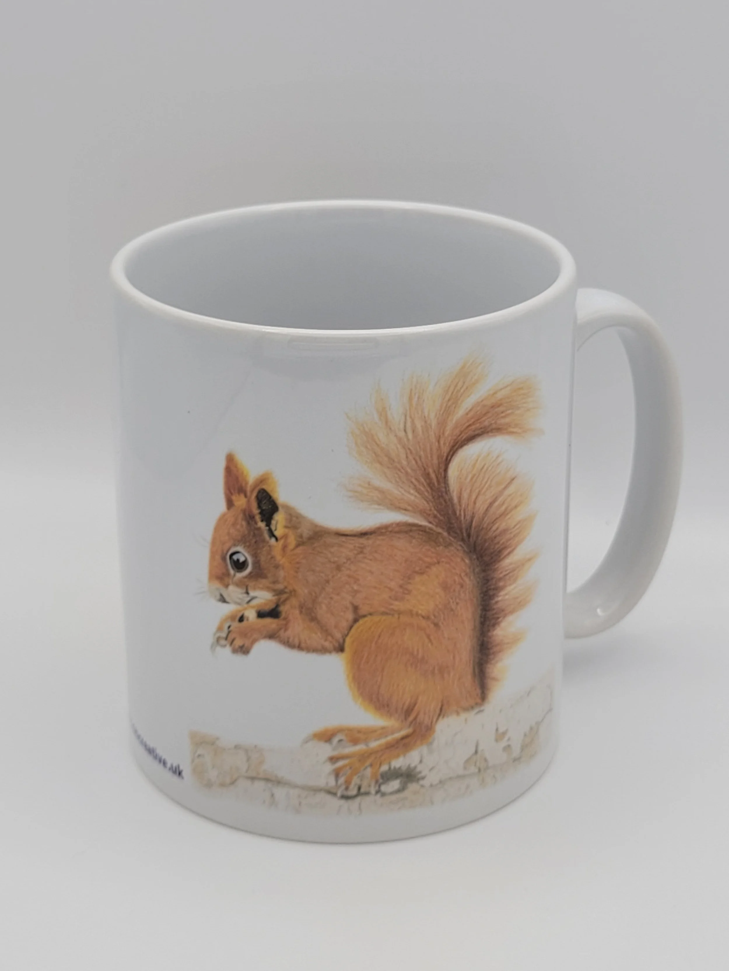 Red squirrel white 11oz ceramic mug