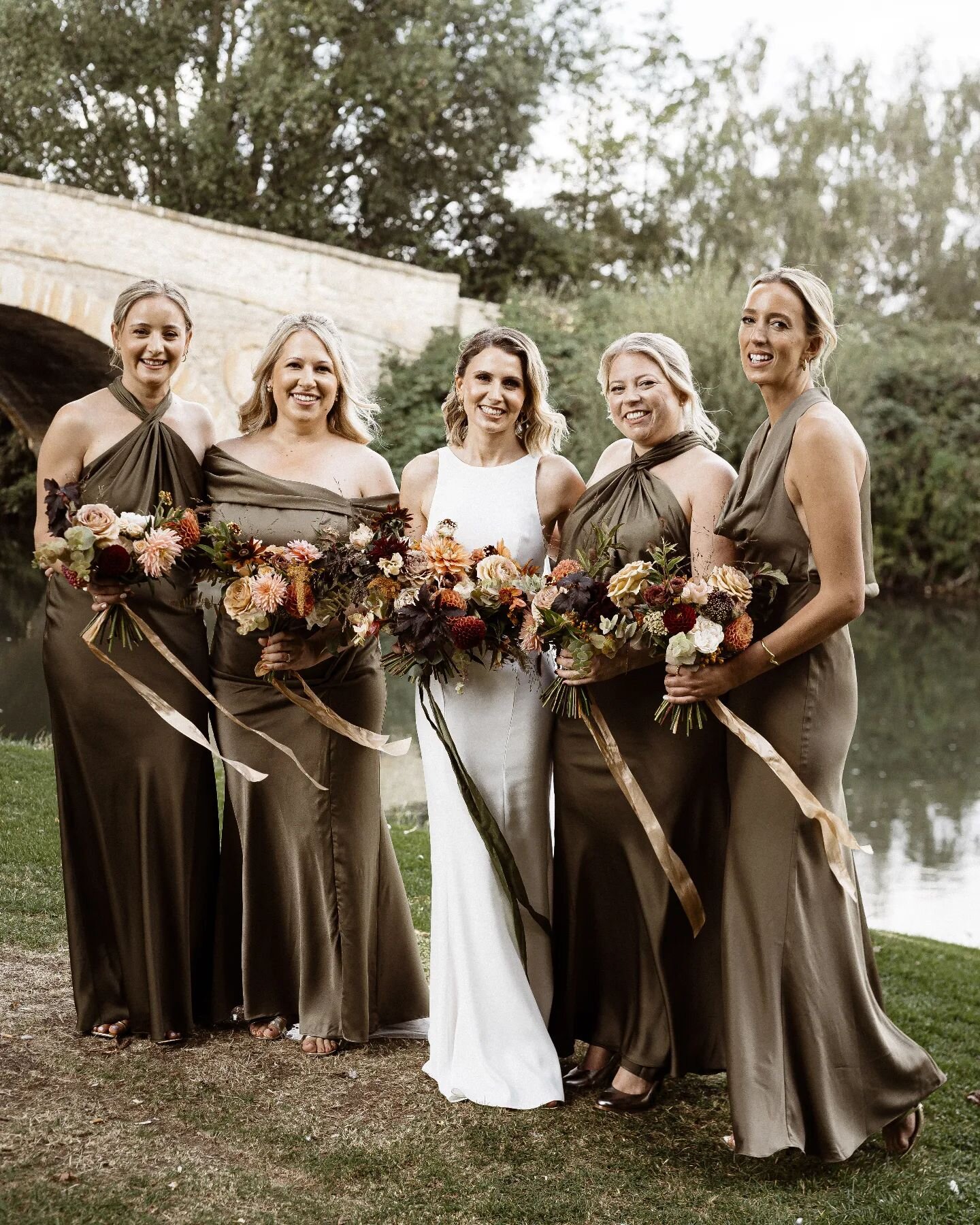ABI &amp; HER GIRLS in those beautiful olive green dresses and late summer bouquets featuring all the dreamy dahlias.

Planning an autumn wedding? We do still have some availability for September/October weddings at the moment - lots of our wedding w