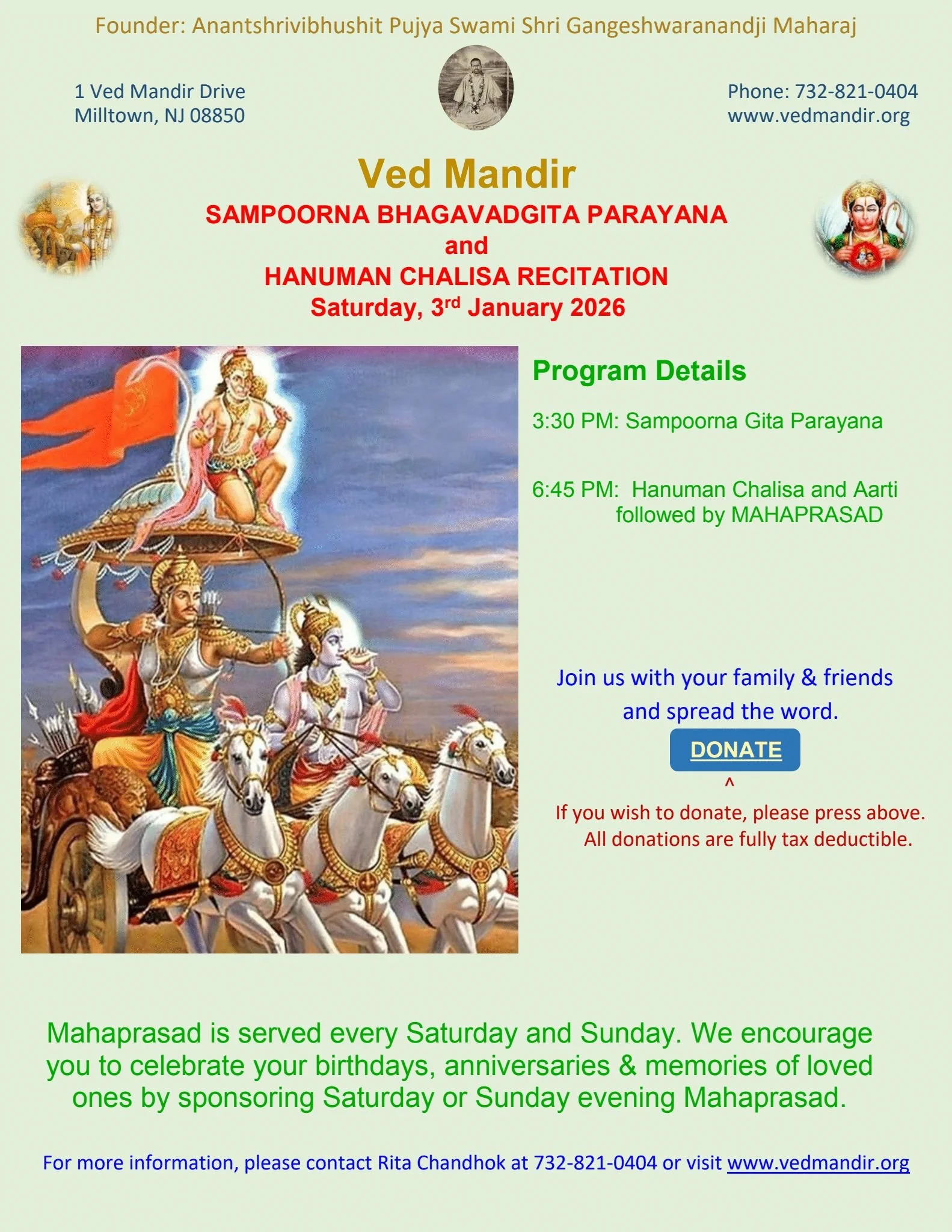 Sampoorna Bhagwadgita Parayana and Hanuman Chalisa