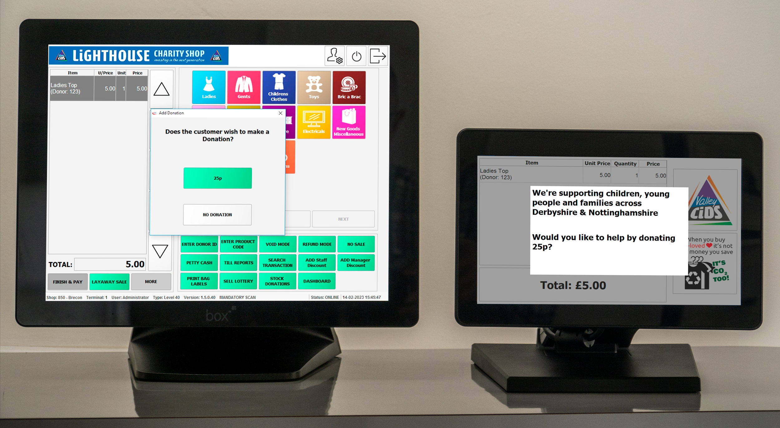 1 in 3 customers add a donation when prompted by new customer display unit