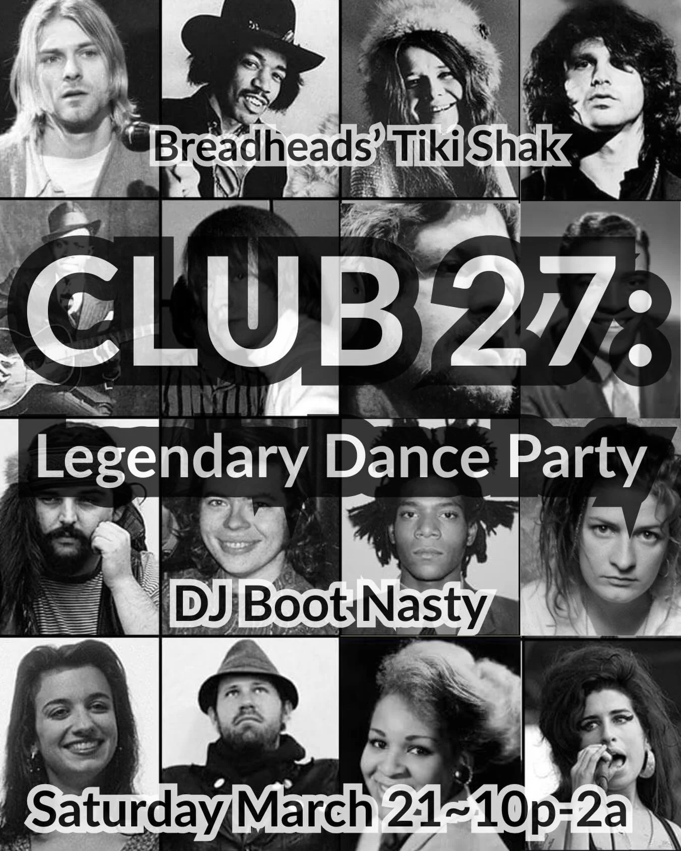 Saturday we celebrate our very own Syd Cain&rsquo;s birthday. Club 27 is the where you want to be but don&rsquo;t become a member! Dress your favorite legend,costumes heavily encouraged on this one.