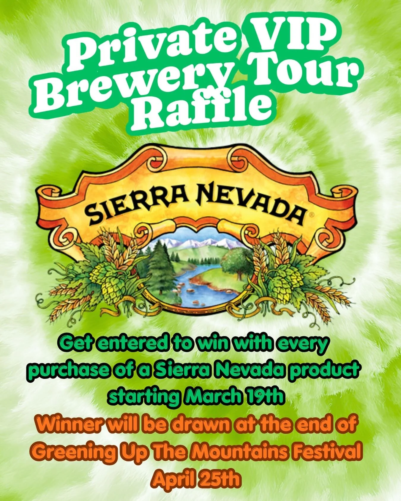 🎟️ WIN A VIP BREWERY EXPERIENCE 🍻

Starting today we&rsquo;re raffling off a private VIP tour with dinner + drinks included from Sierra Nevada Brewing Co.

Every Sierra Nevada purchase = 1 raffle entry
More beers = more chances to win

This isn&rsq