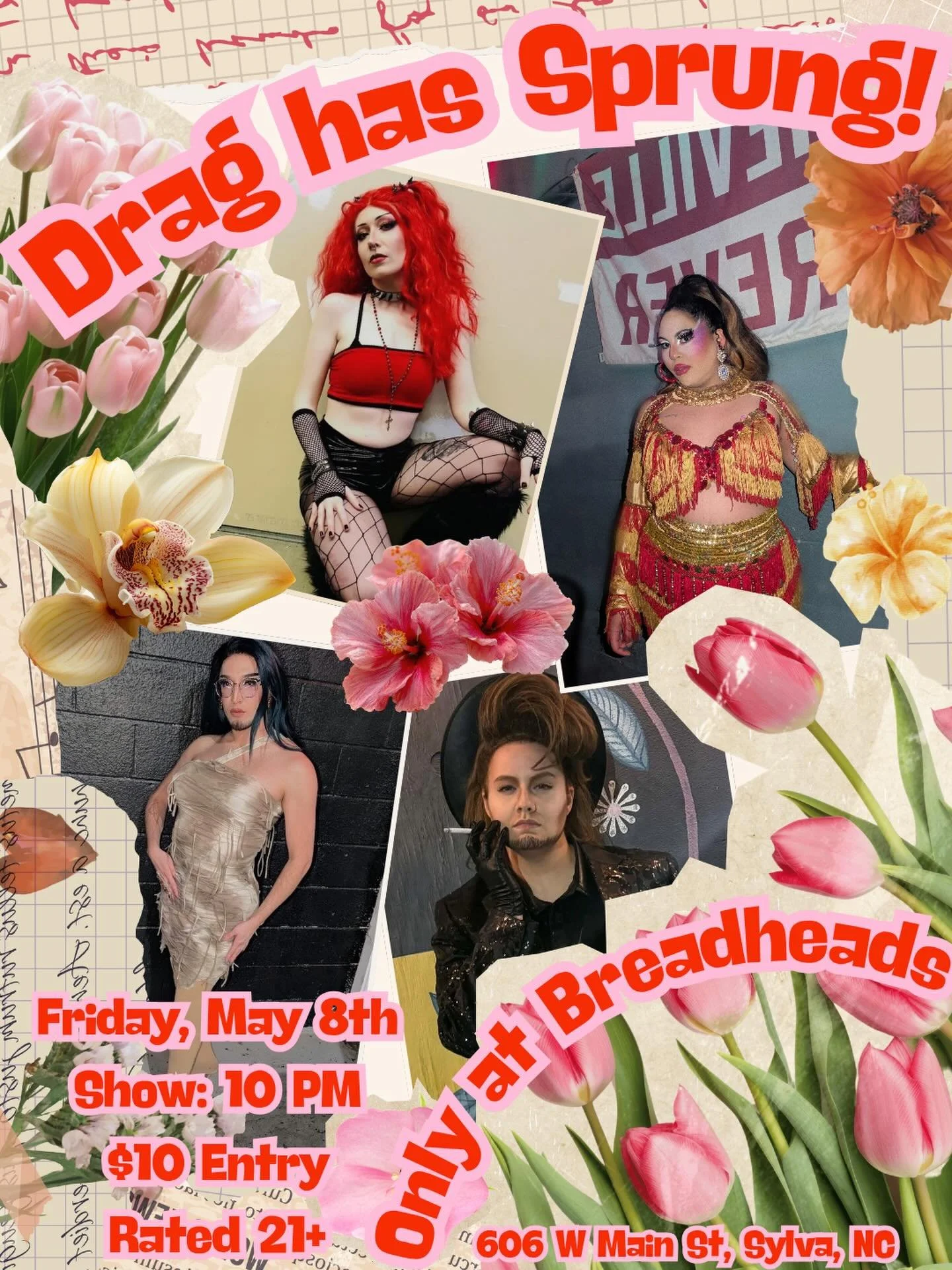 Spring is in full bloom, and so are the Queens &amp; Kings! Join us at Breadheads&rsquo; Tiki Shak for a night of high-energy performances, bold looks, and unapologetic fun as Drag Has Sprung takes over the stage. Expect fierce lip-syncs, dazzling co