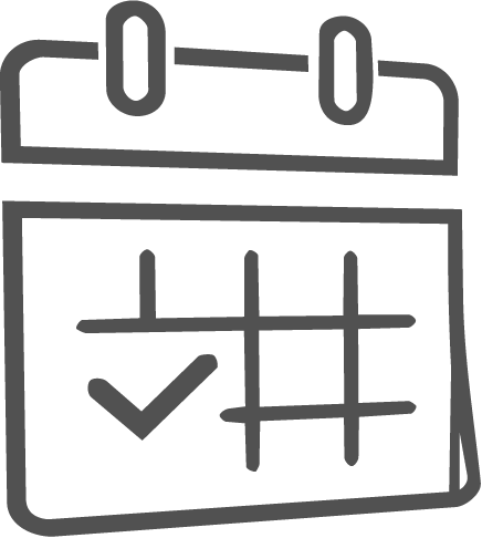 Outline of a calendar with a checkmark on a specified date