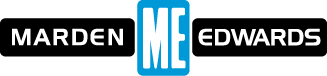 Marden ME Edwards logo with white text on black background, 'ME' in blue in the center